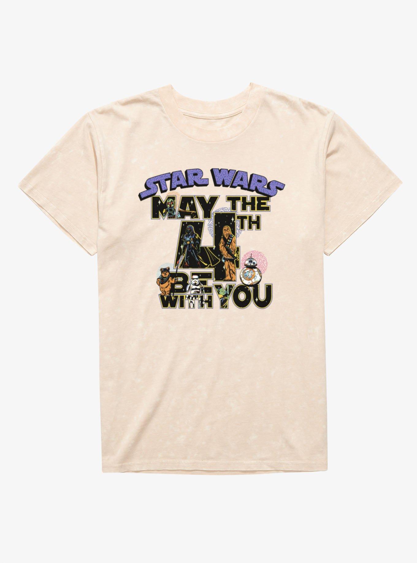 Star Wars May The 4th Be With You Character Fill Mineral Wash T-Shirt, , hi-res
