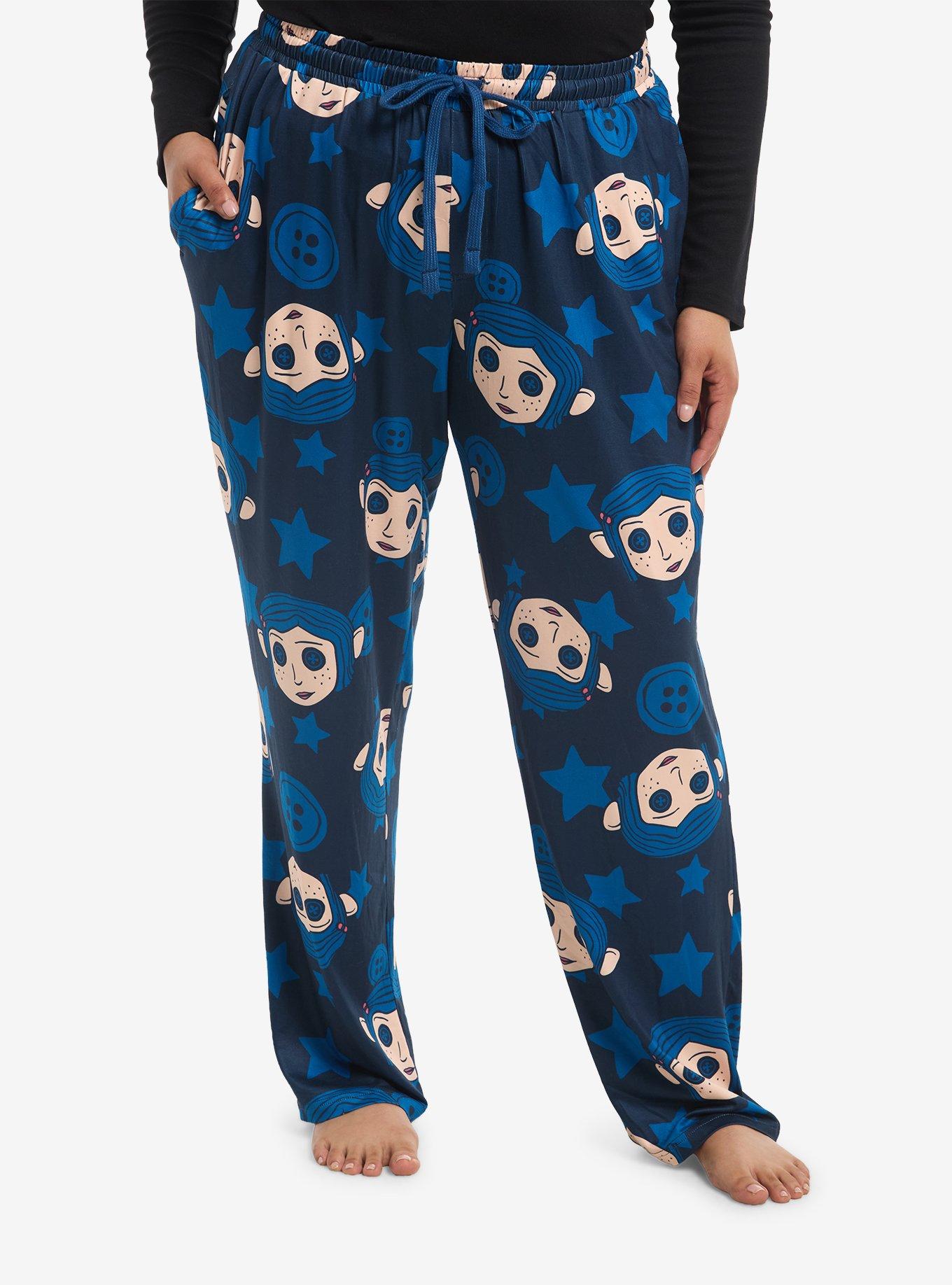 Coraline Face Buttons Pajama Pants Plus Size