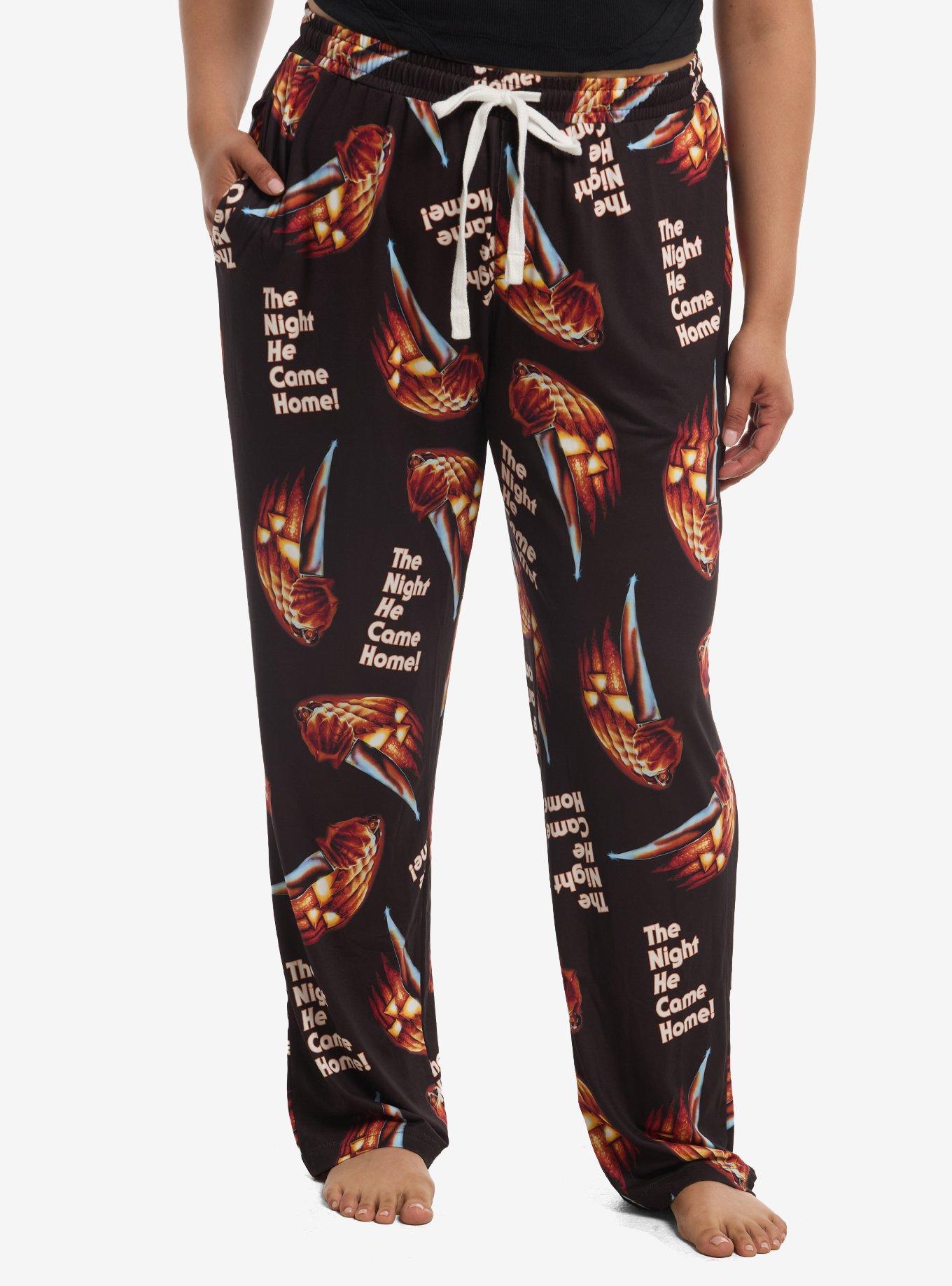 Halloween Pumpkin Slogan Pajama Pants Plus Size