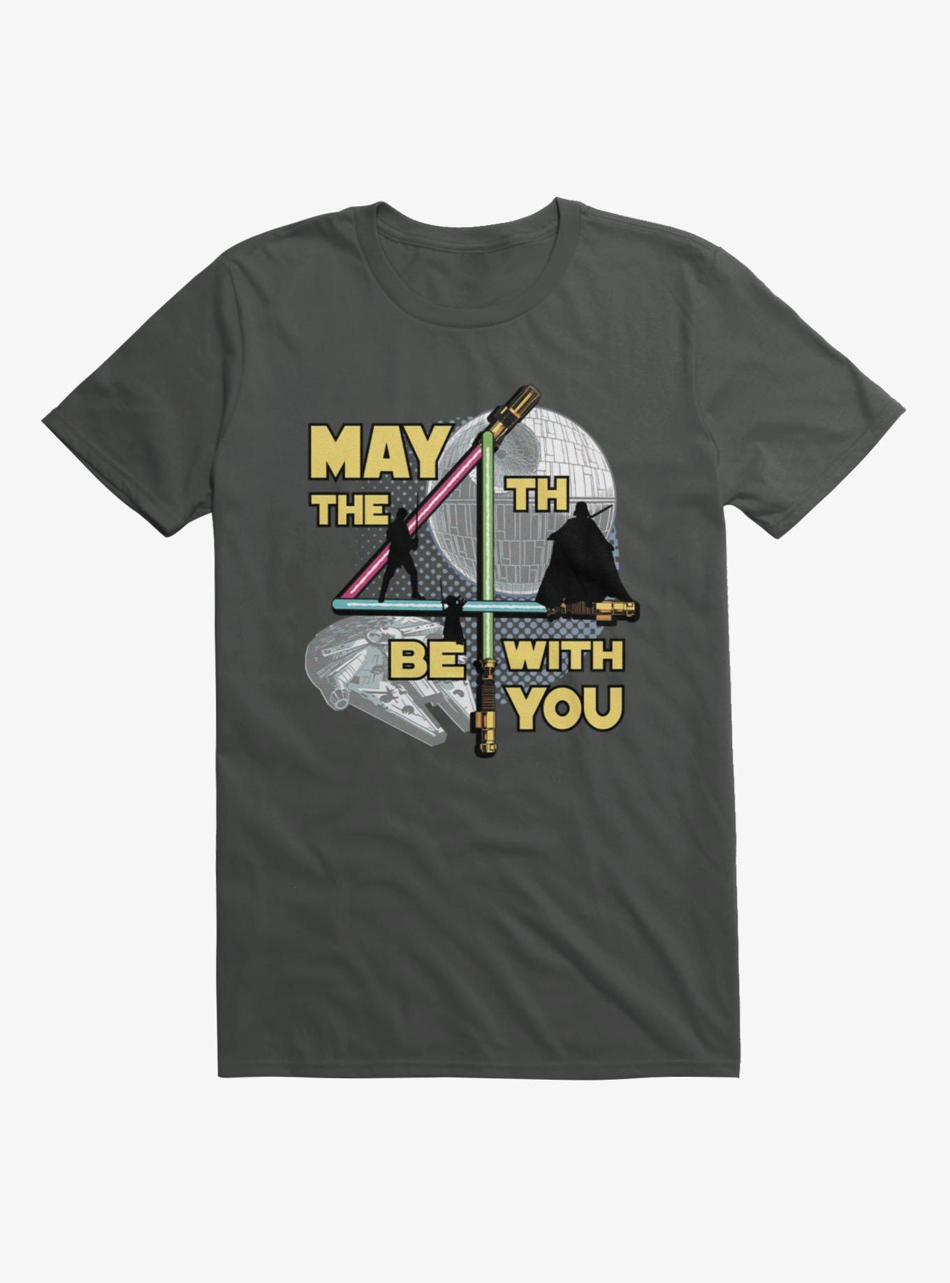 Star Wars May The 4th Be With You Lightsaber 4 Silhouettes T-Shirt, CHARCOAL, hi-res