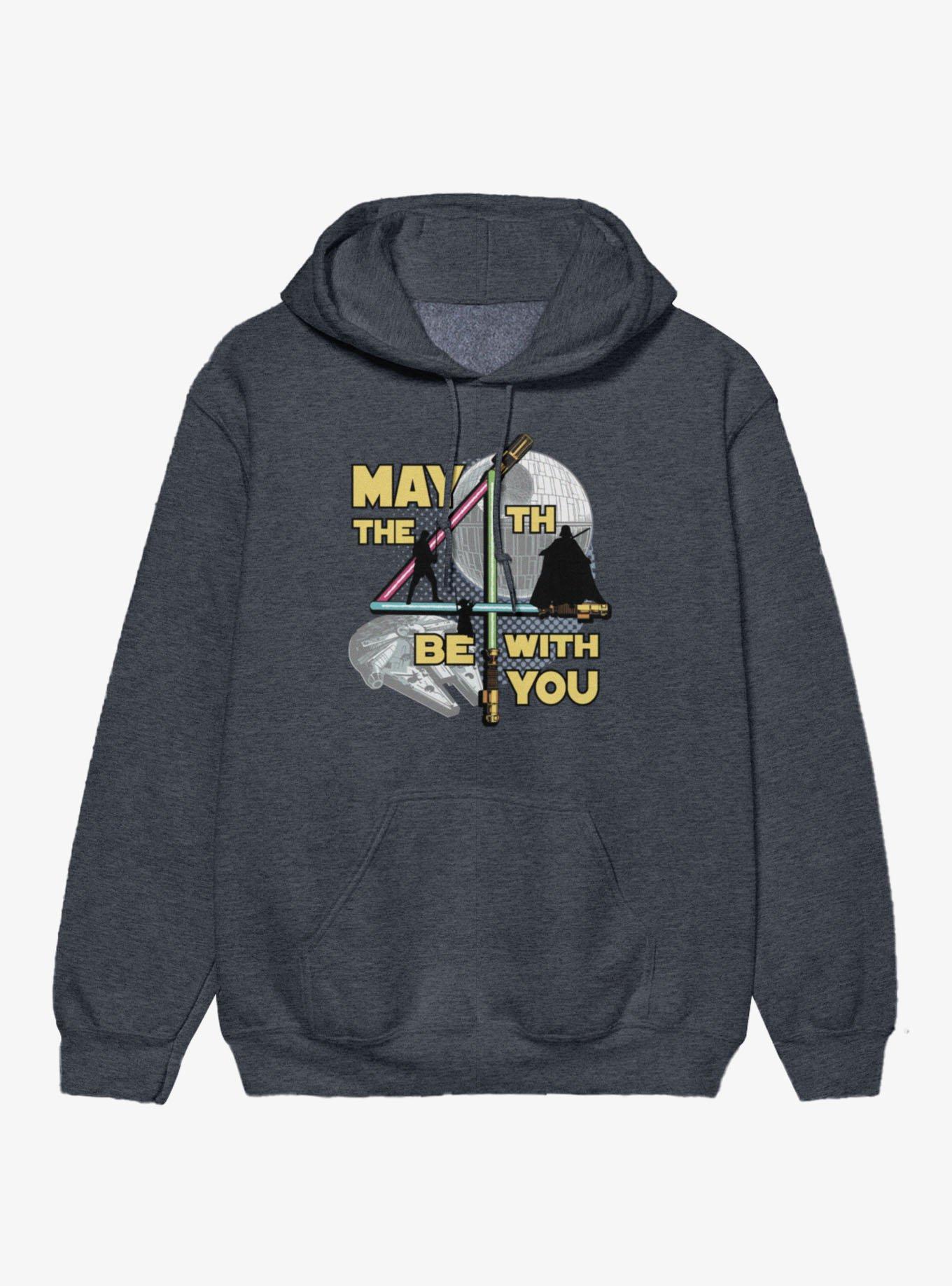 Star Wars May The 4th Be With You Lightsaber 4 Silhouettes Hoodie, DARK HEATHER, hi-res