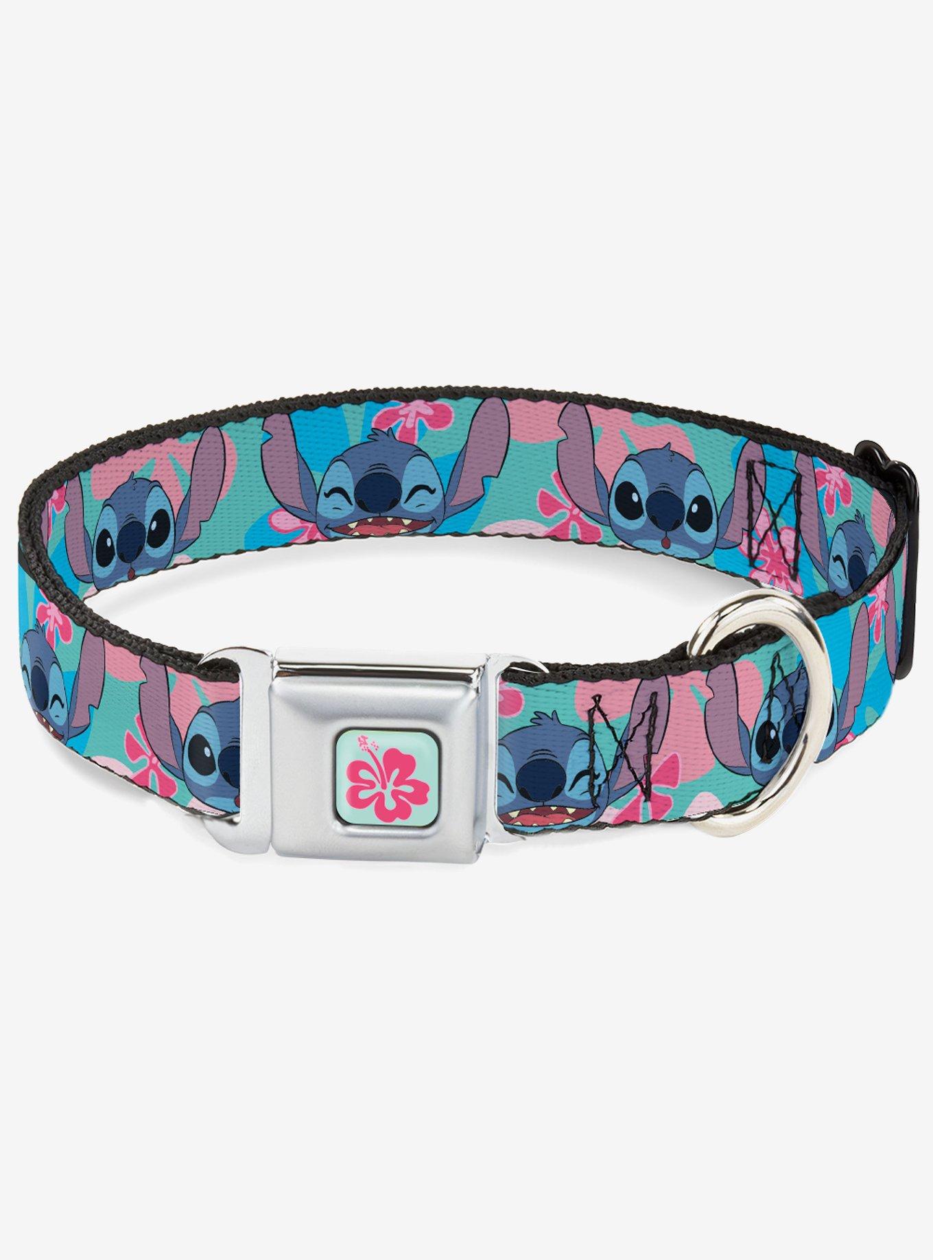 Disney Lilo & Stitch Stitch Expressions and Flowers Seatbelt Buckle Dog Collar, , hi-res