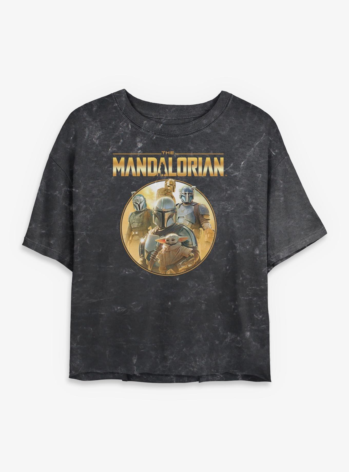 Star Wars The Mandalorian Characters Golden Icon Mineral Wash Womens Crop T-Shirt, , hi-res