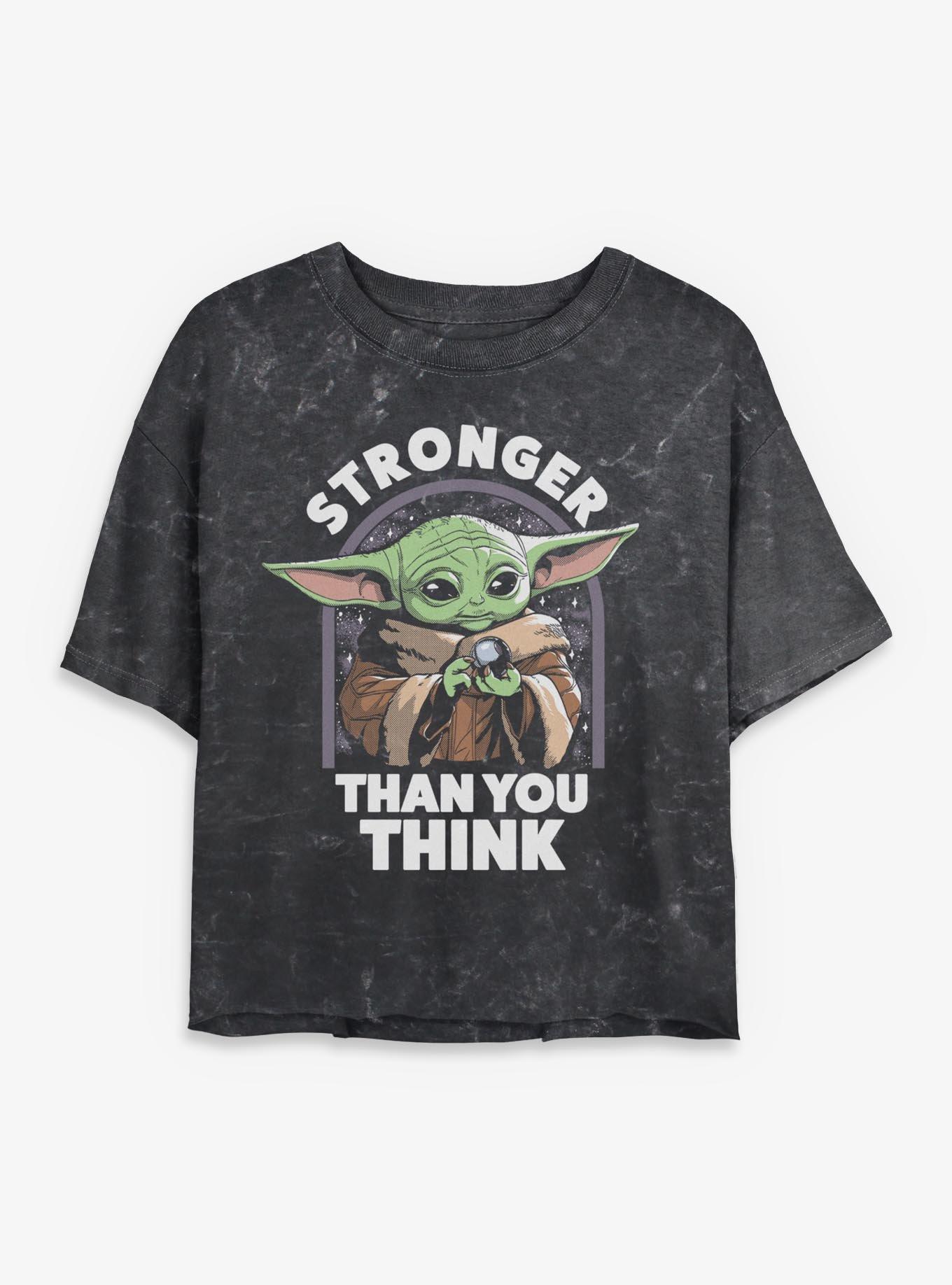 Star Wars The Mandalorian Grogu Stronger Than You Think Mineral Wash Womens Crop T-Shirt, , hi-res