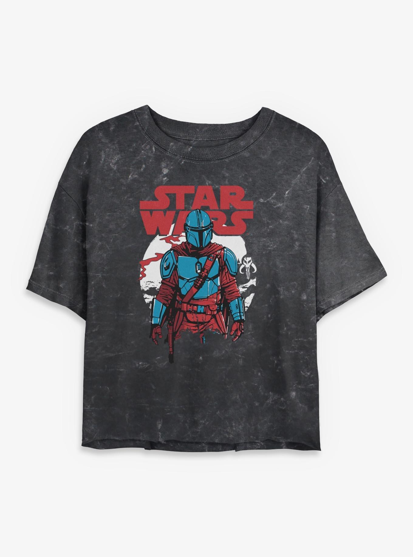 Star Wars The Mandalorian Heart Of A Warrior Mineral Wash Womens Crop T-Shirt, , hi-res