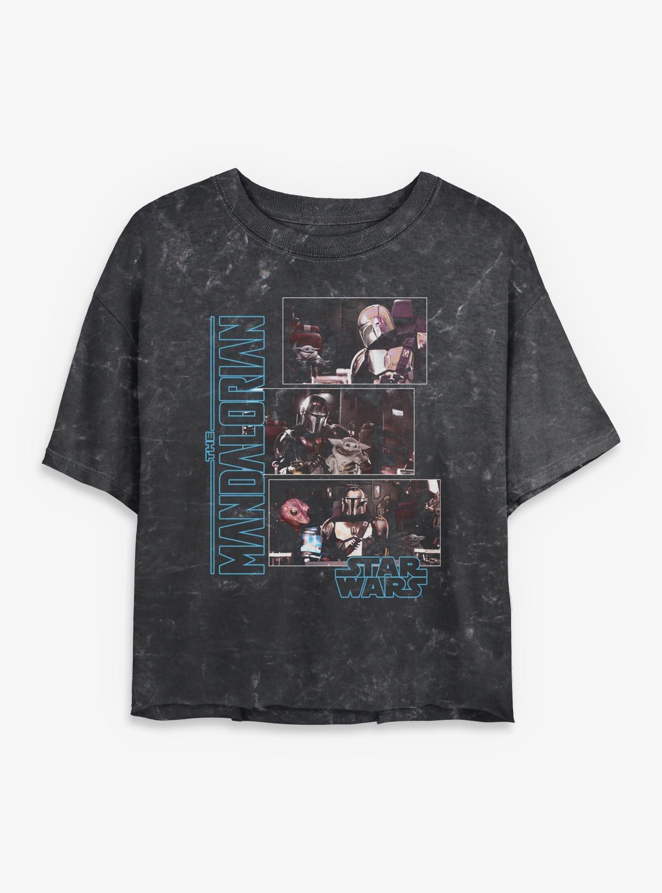Star Wars The Mandalorian Scenes Panels Mineral Wash Womens Crop T-Shirt, , hi-res