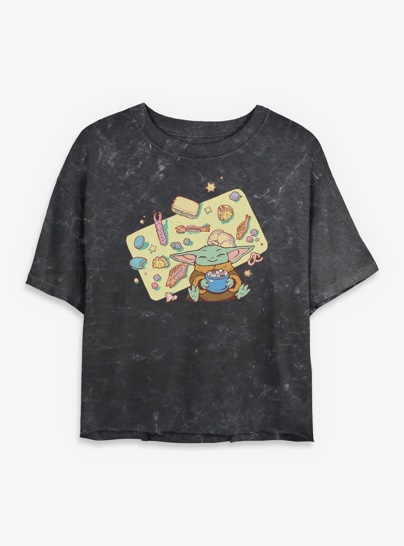 Star Wars: The Mandalorian And Grogu Snack Time Platter Mineral Wash Womens Crop T-Shirt, , hi-res