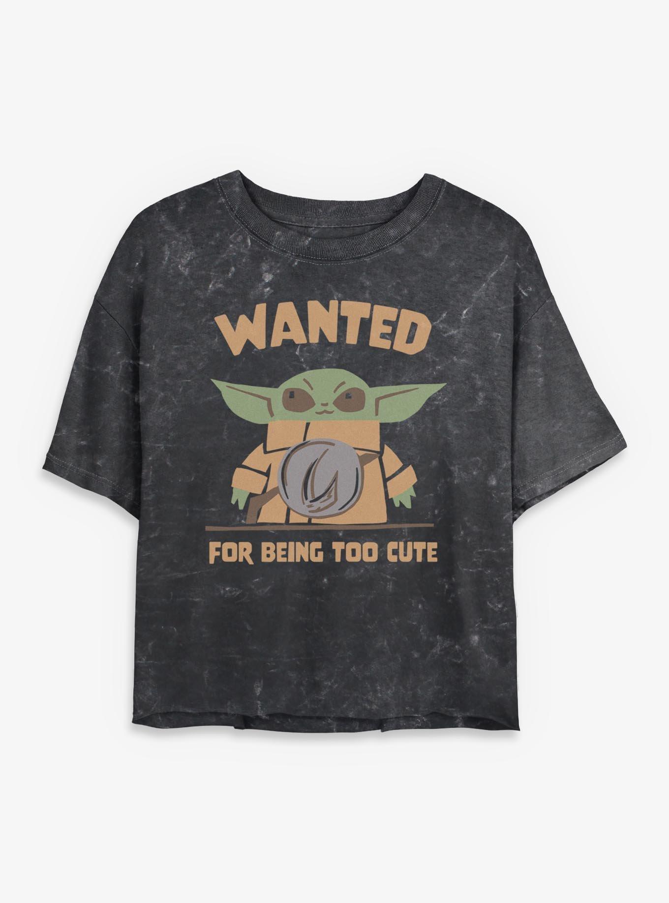 Star Wars: The Mandalorian And Grogu Wanted For Being Too Cute Mineral Wash Womens Crop T-Shirt, , hi-res