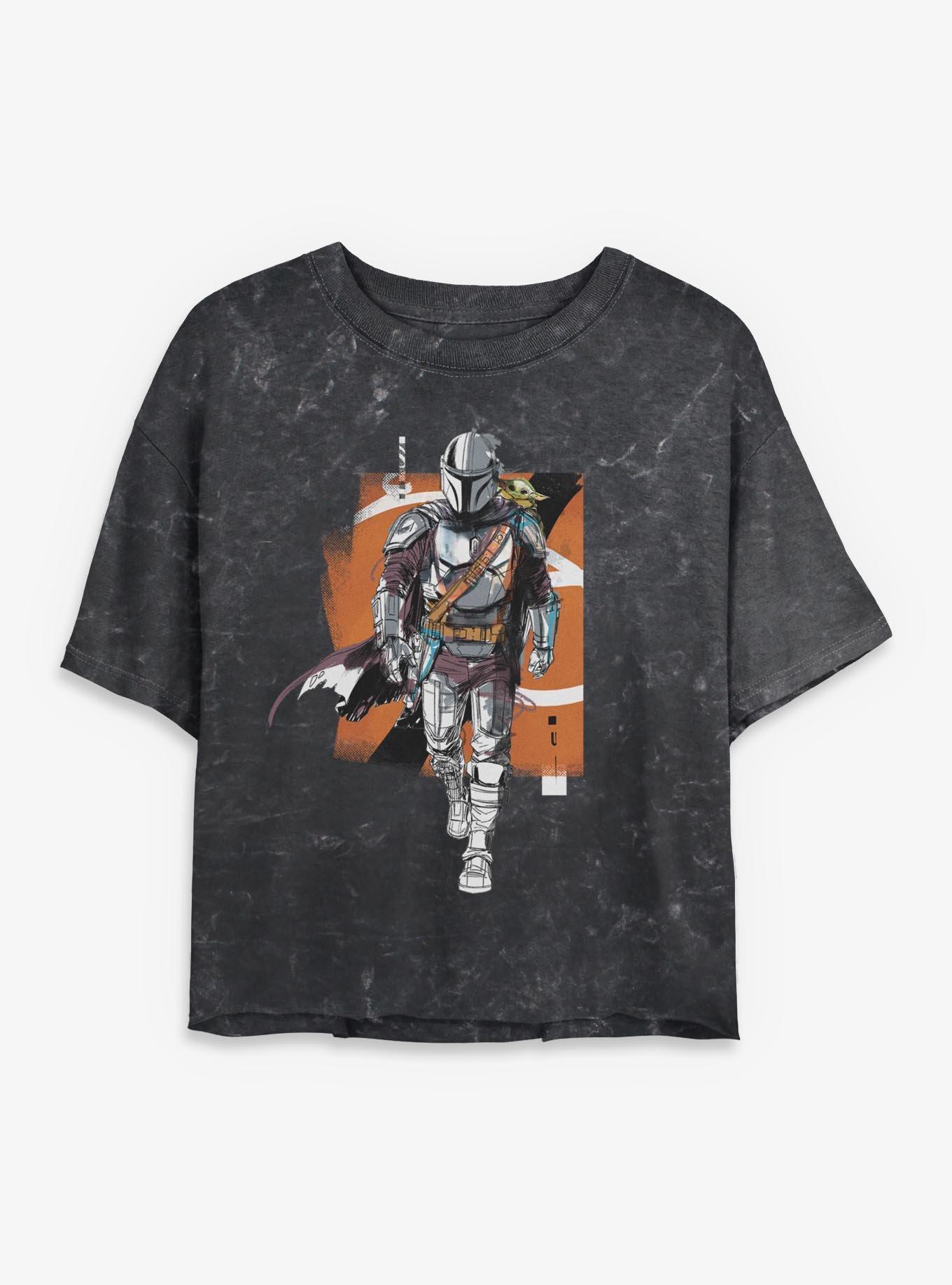 Star Wars: The Mandalorian And Grogu Grogu & The Mandalorian Advancing Mineral Wash Womens Crop T-Shirt, , hi-res