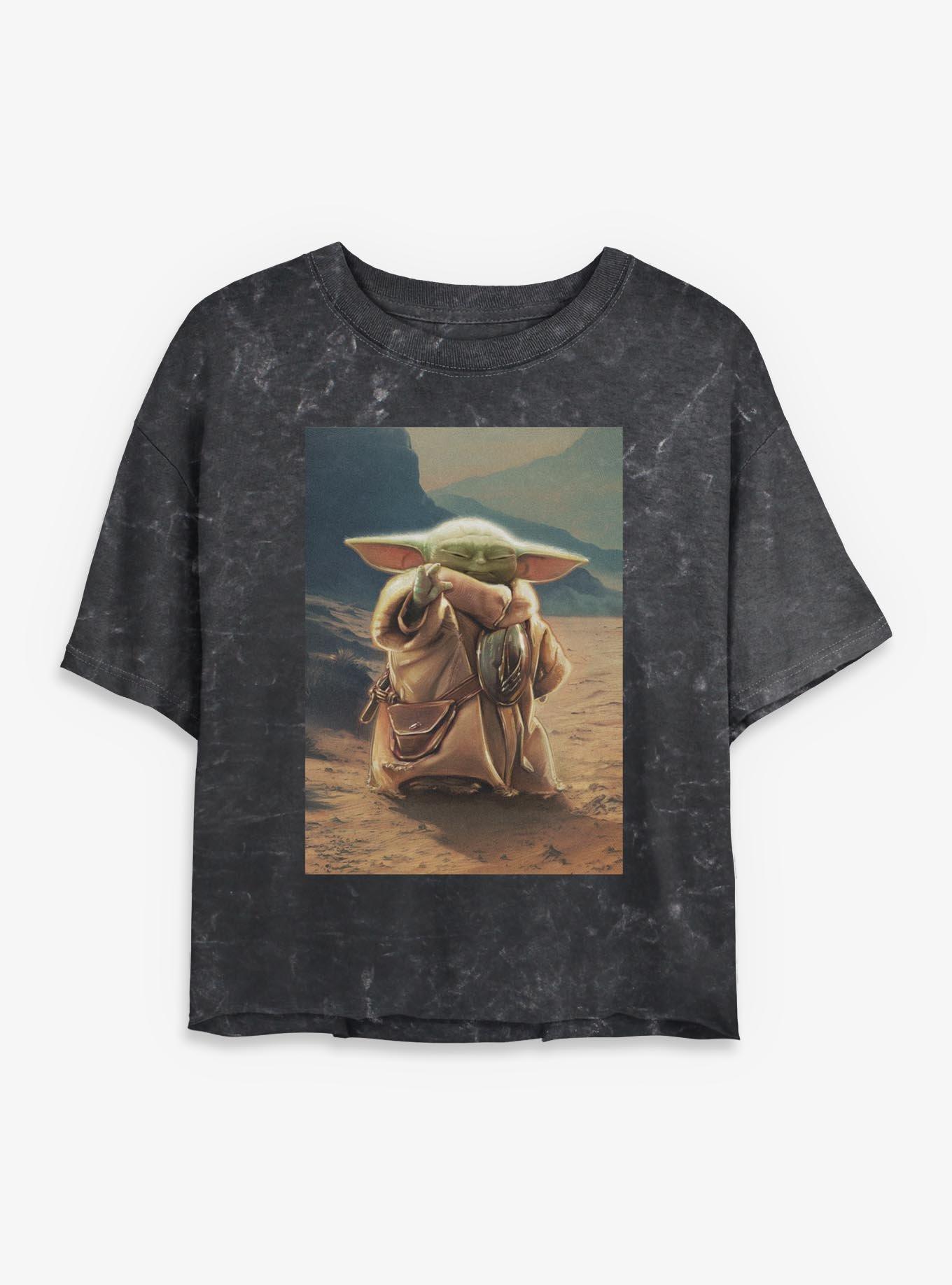 Star Wars: The Mandalorian And Grogu Grogu With The Force Poster Mineral Wash Womens Crop T-Shirt, , hi-res