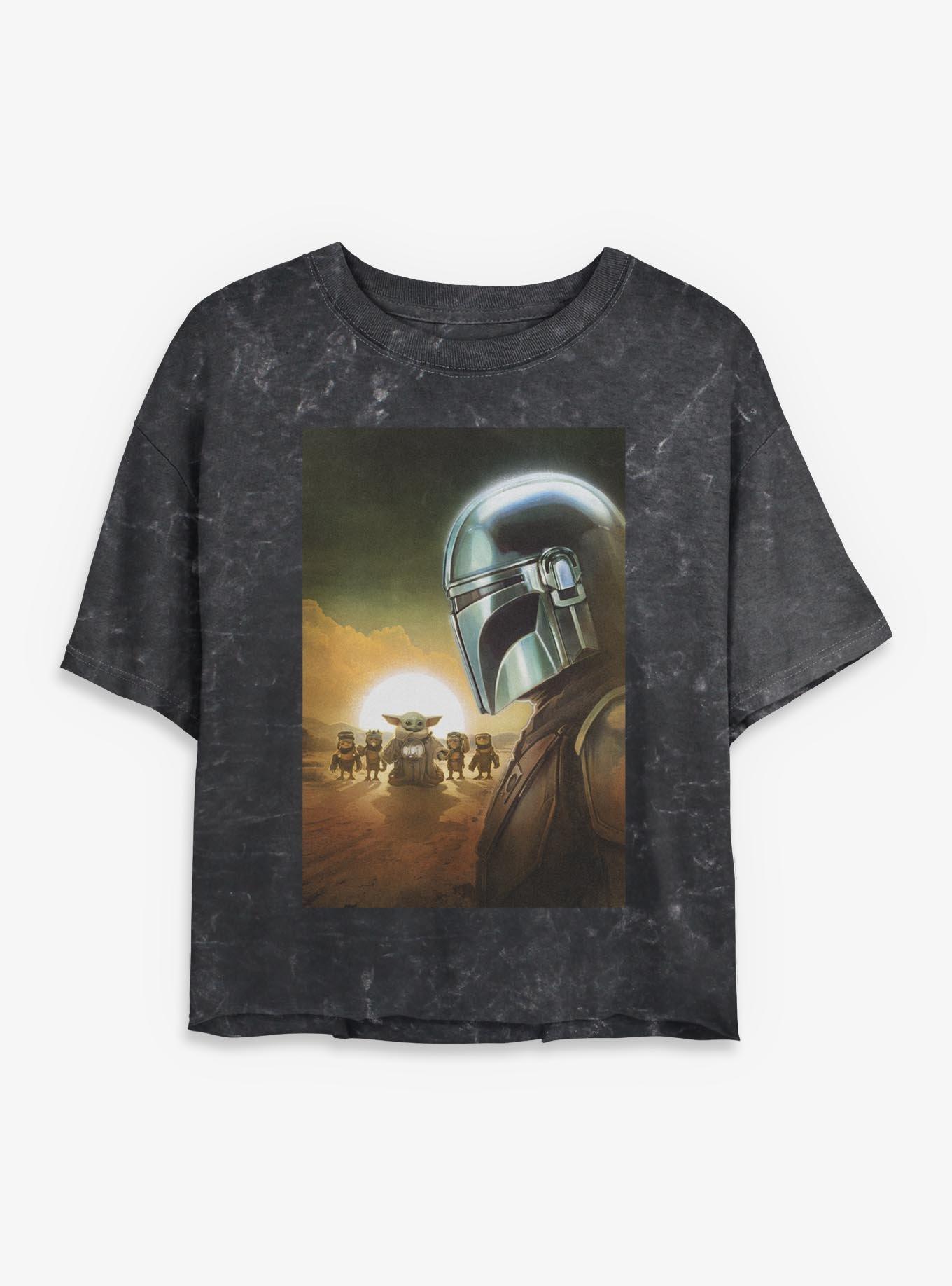 Star Wars: The Mandalorian And Grogu Most Wanted Poster Mineral Wash Womens Crop T-Shirt, , hi-res