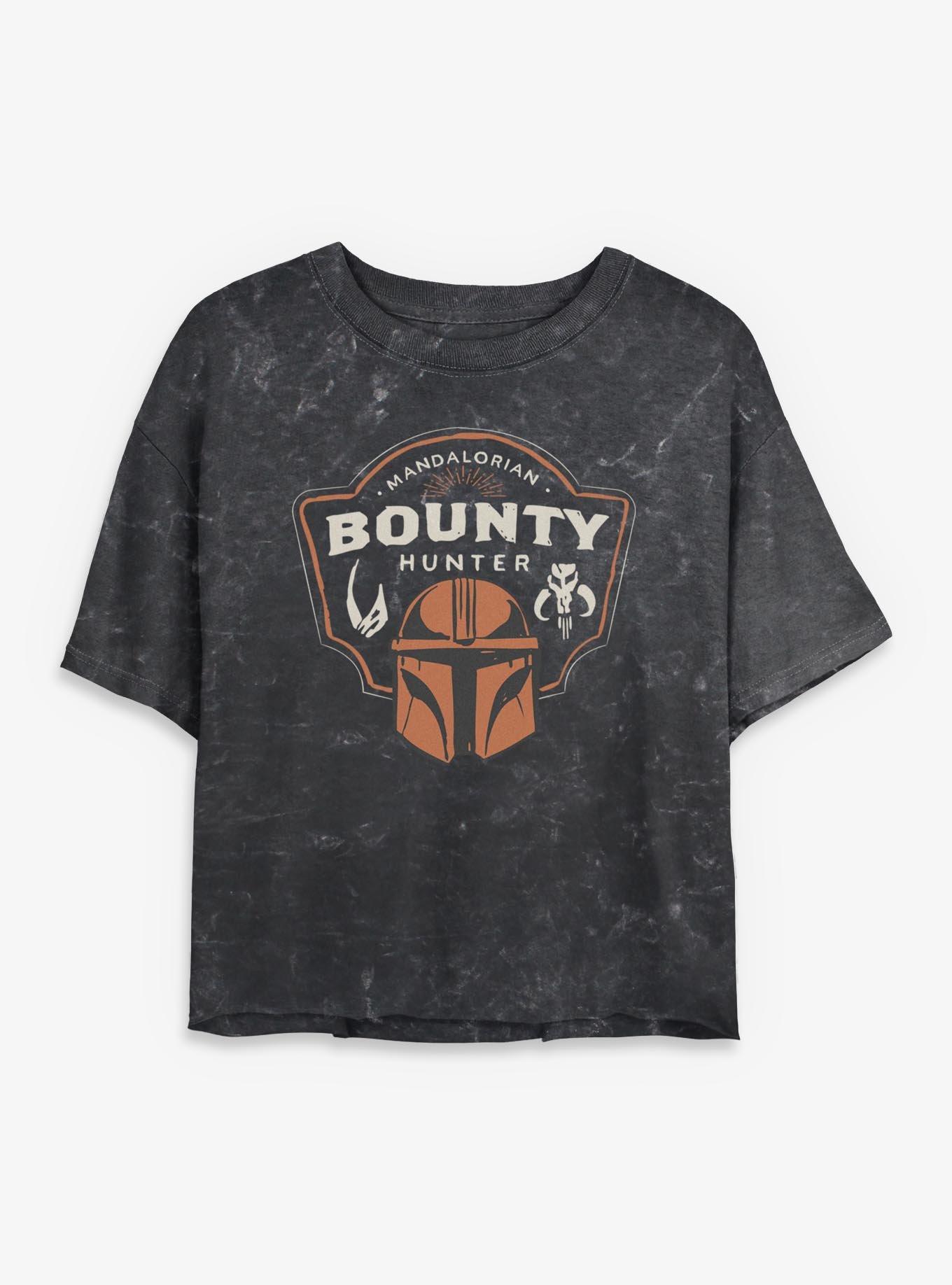 Star Wars: The Mandalorian And Grogu Mandalorian Bounty Hunter Crest Mineral Wash Womens Crop T-Shirt, , hi-res