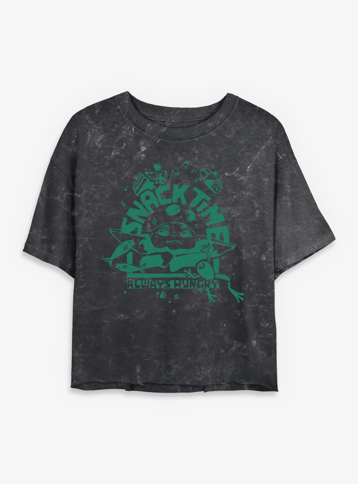 Star Wars The Mandalorian And Grogu Snack Time Always Hungry Mineral Wash Womens Crop T-Shirt, , hi-res