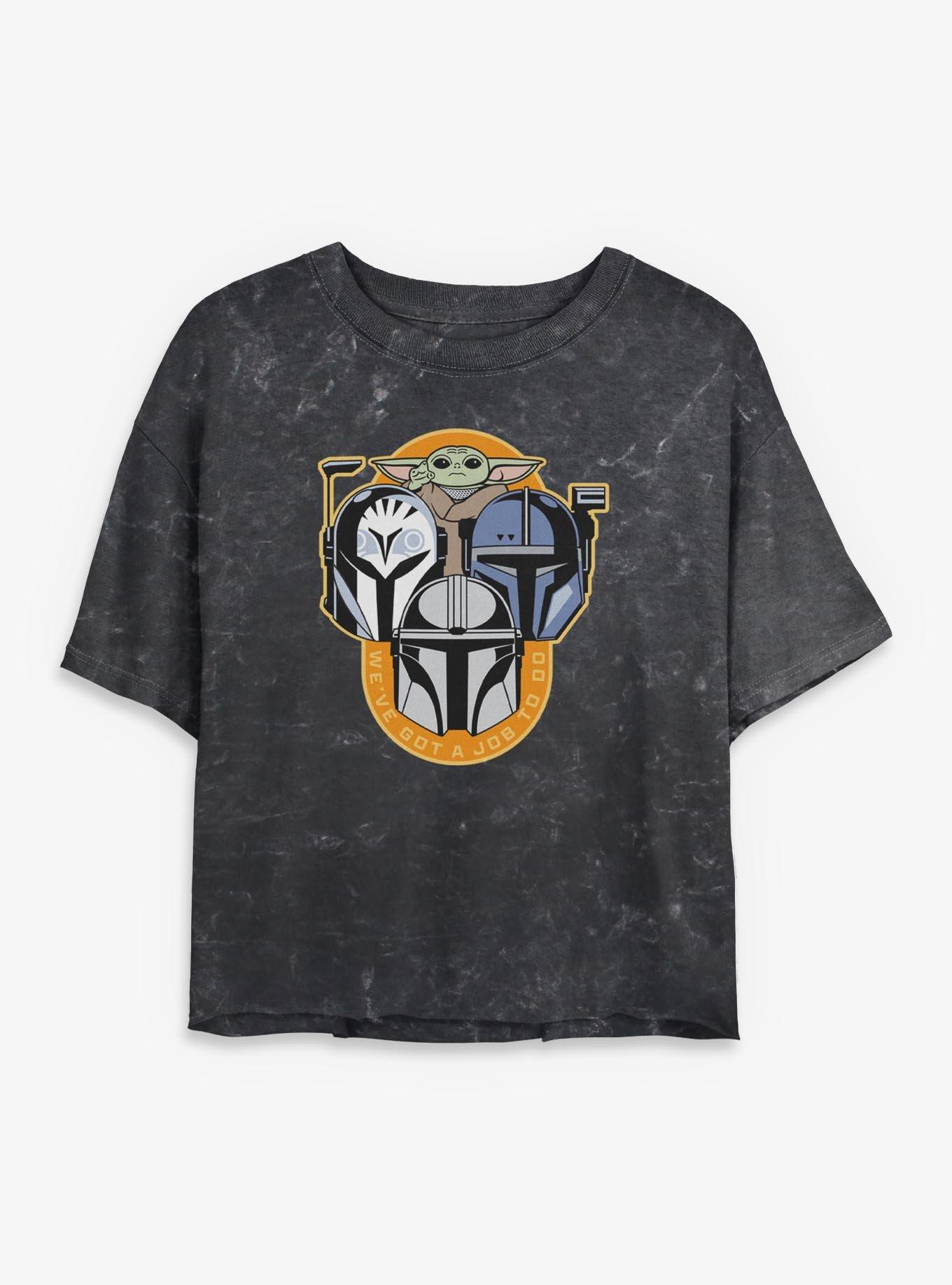 Star Wars The Mandalorian Bounty Hunters We've Got A Job To Do Mineral Wash Womens Crop T-Shirt, , hi-res