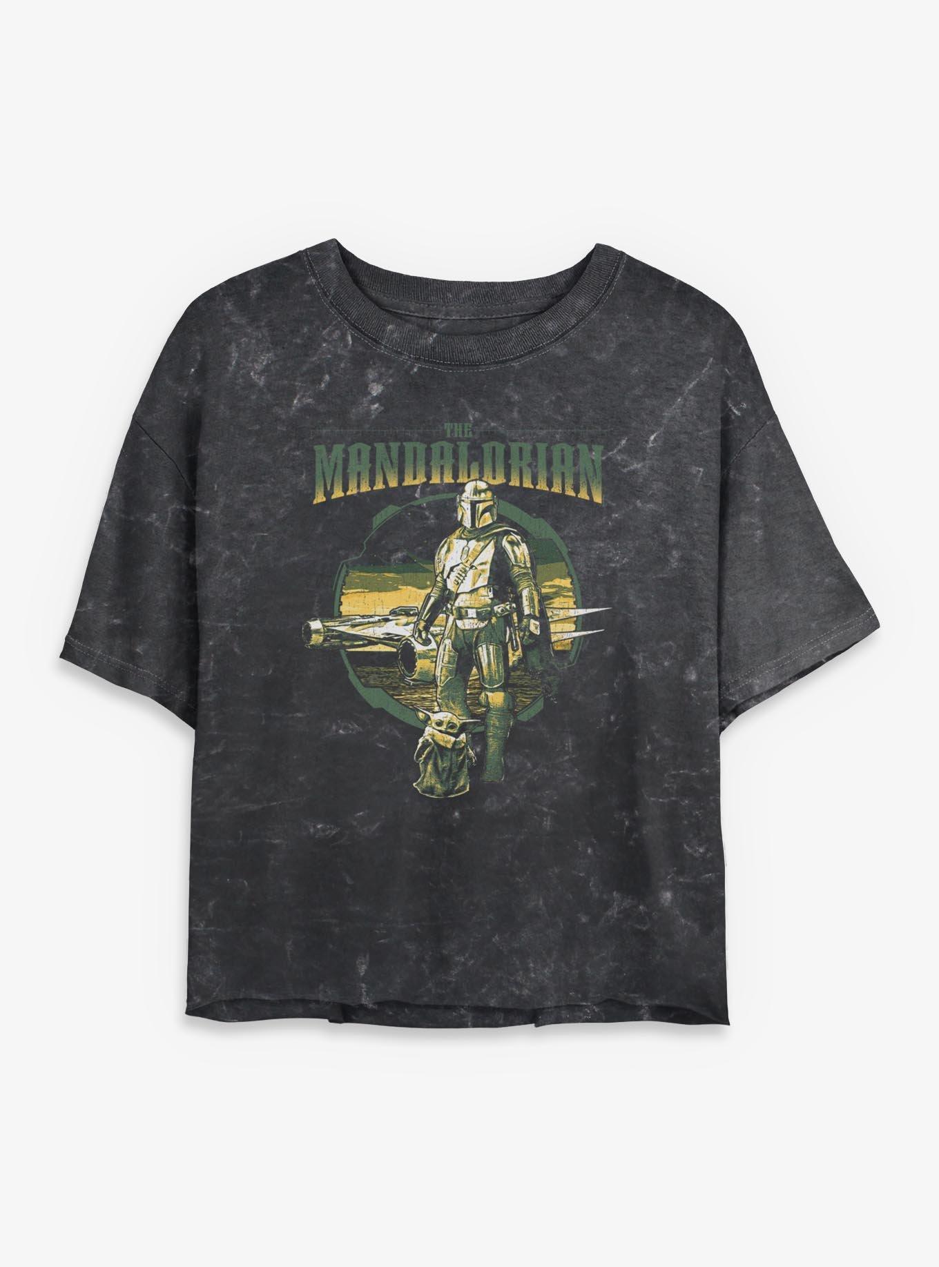 Star Wars The Mandalorian Grogu & Mando Together Again Mineral Wash Womens Crop T-Shirt, , hi-res