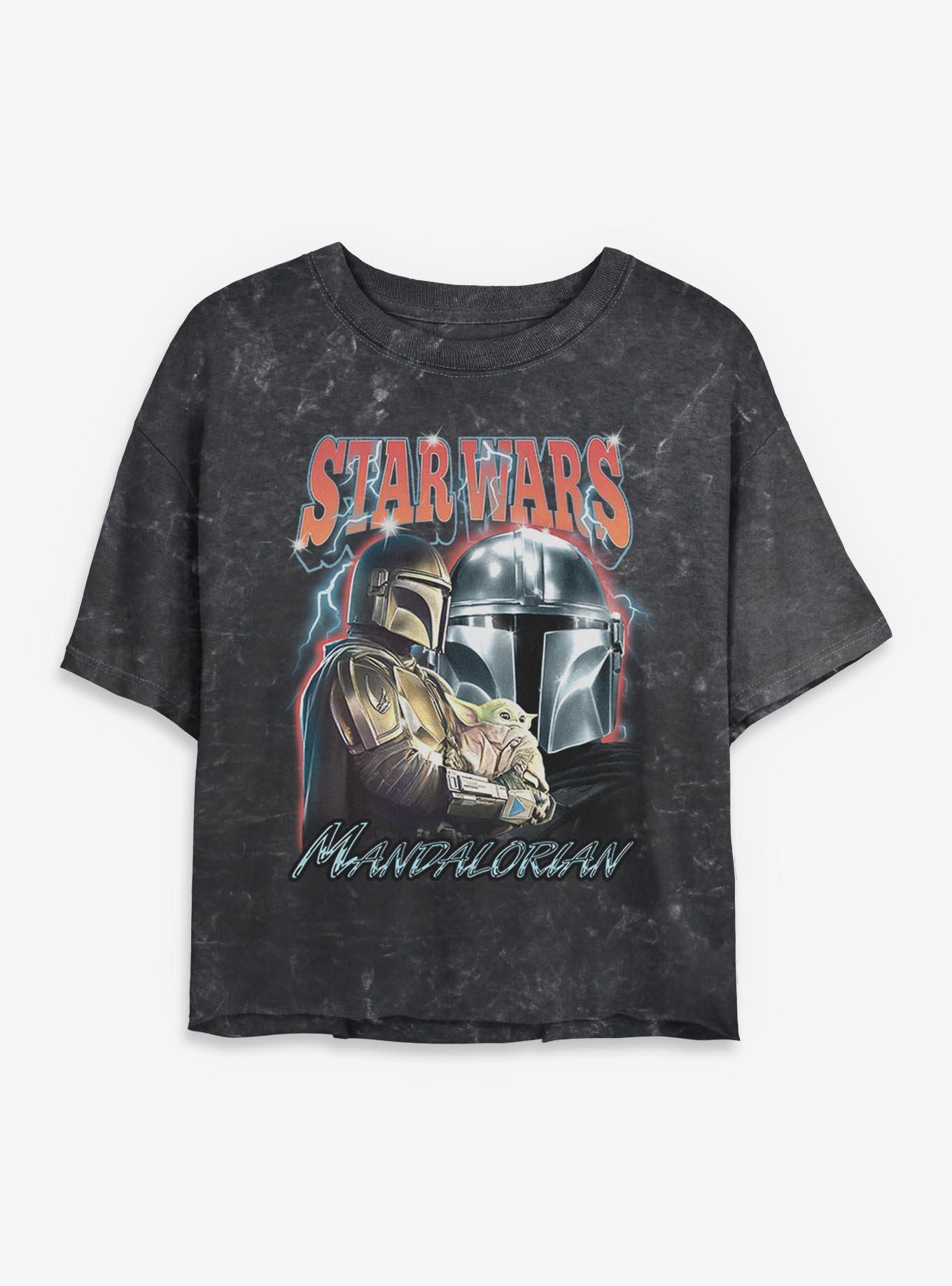 Star Wars The Mandalorian Lightning Collage Mineral Wash Womens Crop T-Shirt, , hi-res