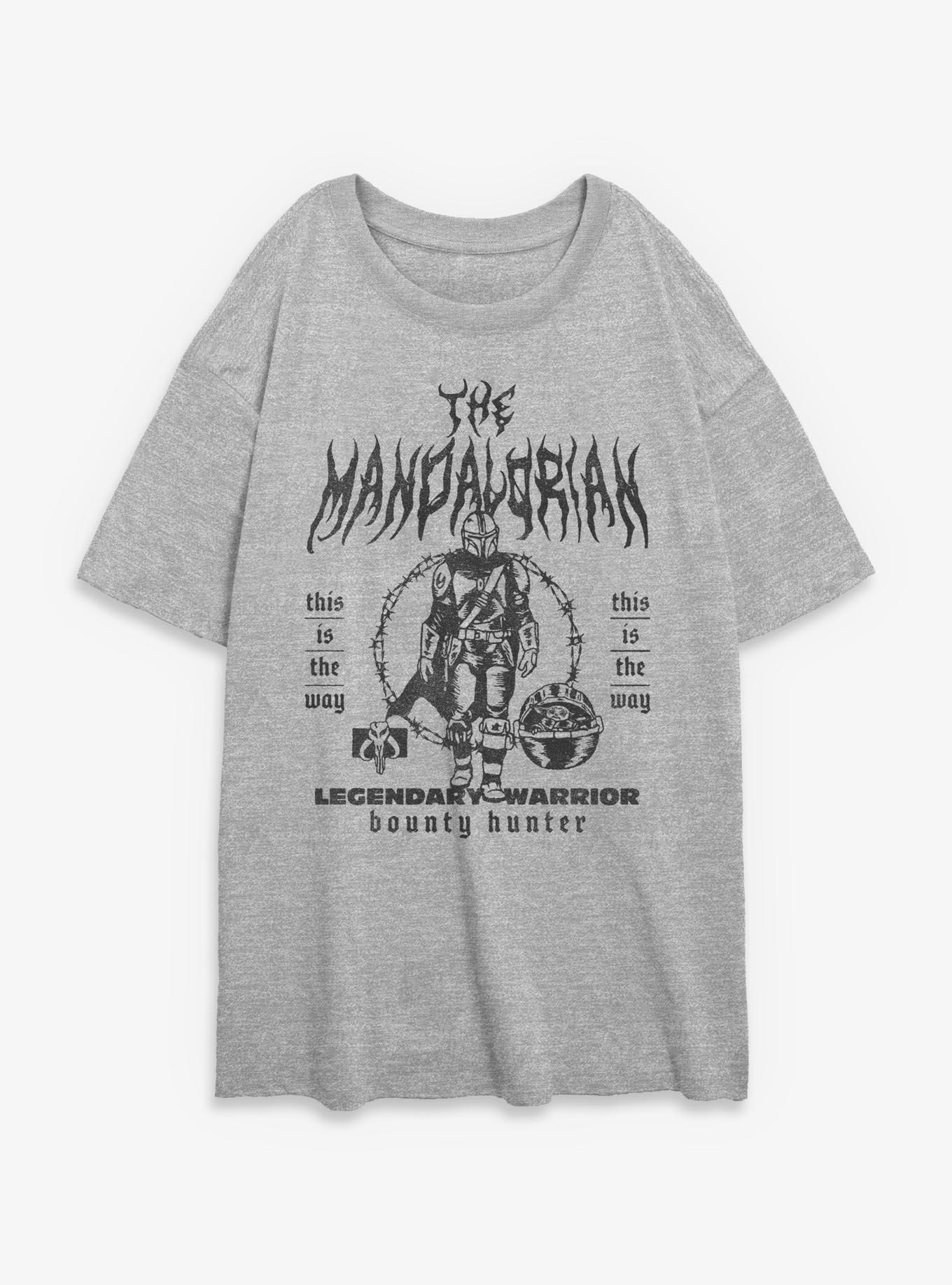 Star Wars The Mandalorian Bounty Hunter Metal Style Poster Womens Oversized T-Shirt, , hi-res