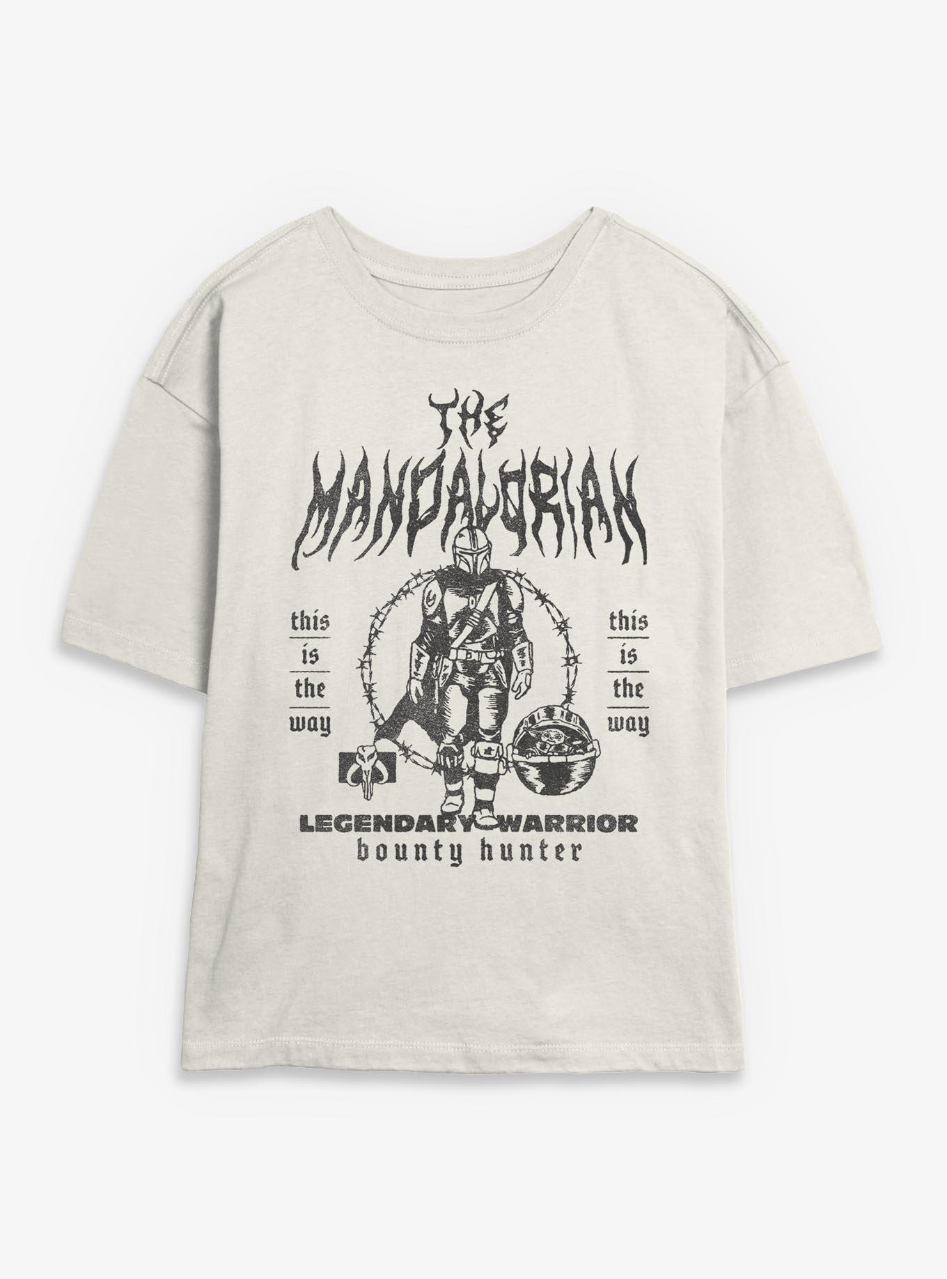 Star Wars The Mandalorian Bounty Hunter Metal Style Poster Womens Skimmer T-Shirt, , hi-res