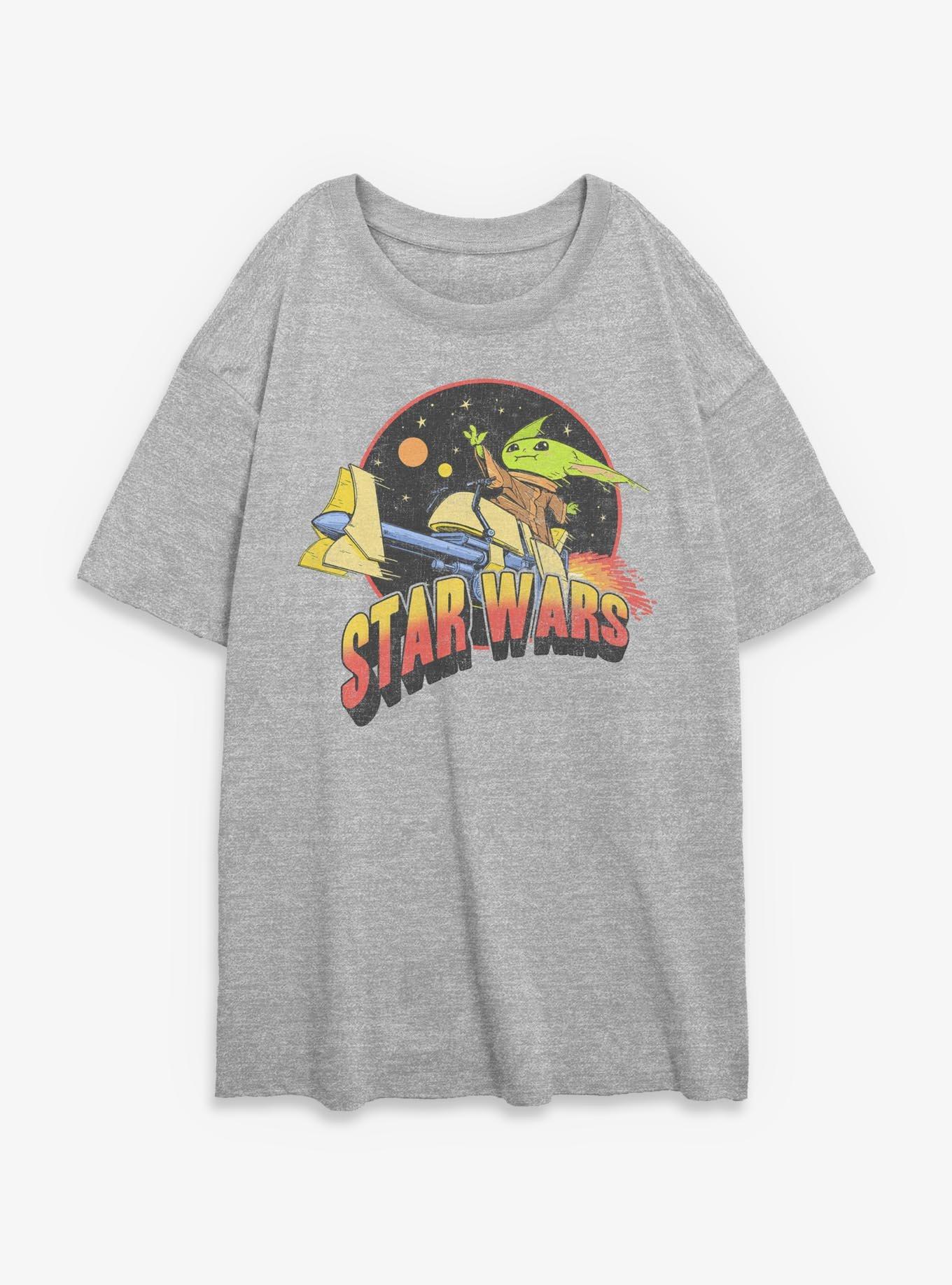 Star Wars The Mandalorian Grogu Riding In Space Womens Oversized T-Shirt, , hi-res