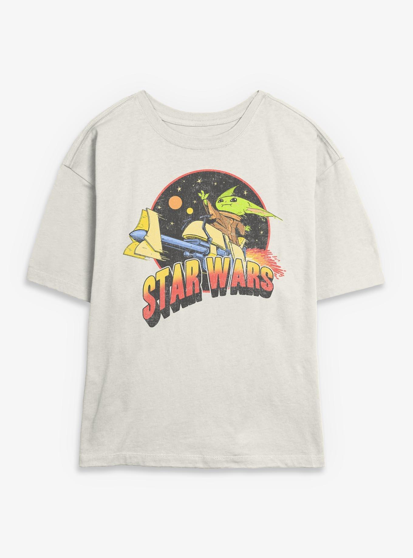 Star Wars The Mandalorian Grogu Riding In Space Womens Skimmer T-Shirt, , hi-res