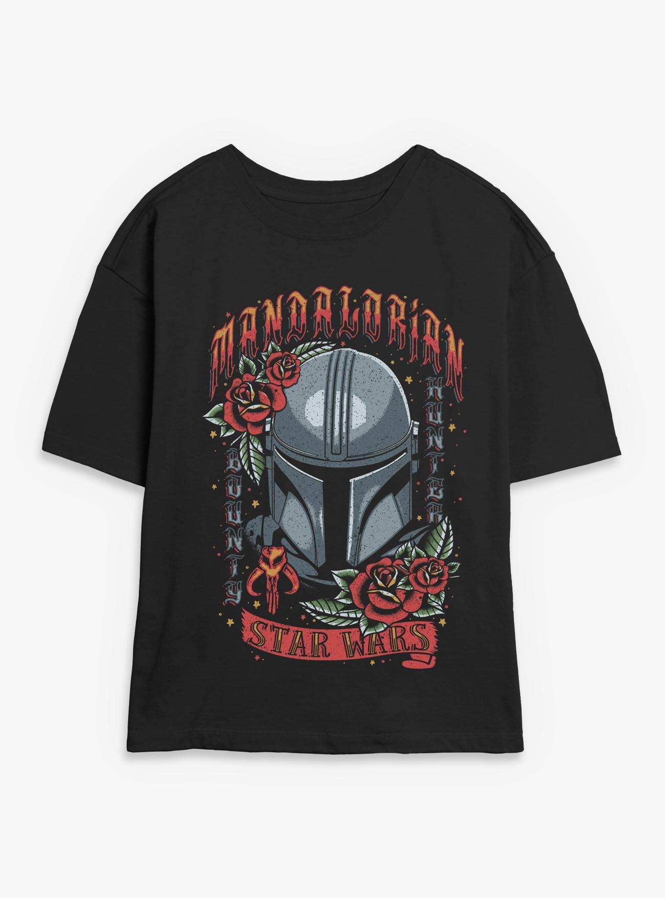 Star Wars The Mandalorian Tattoo Style Print Womens Skimmer T-Shirt, , hi-res