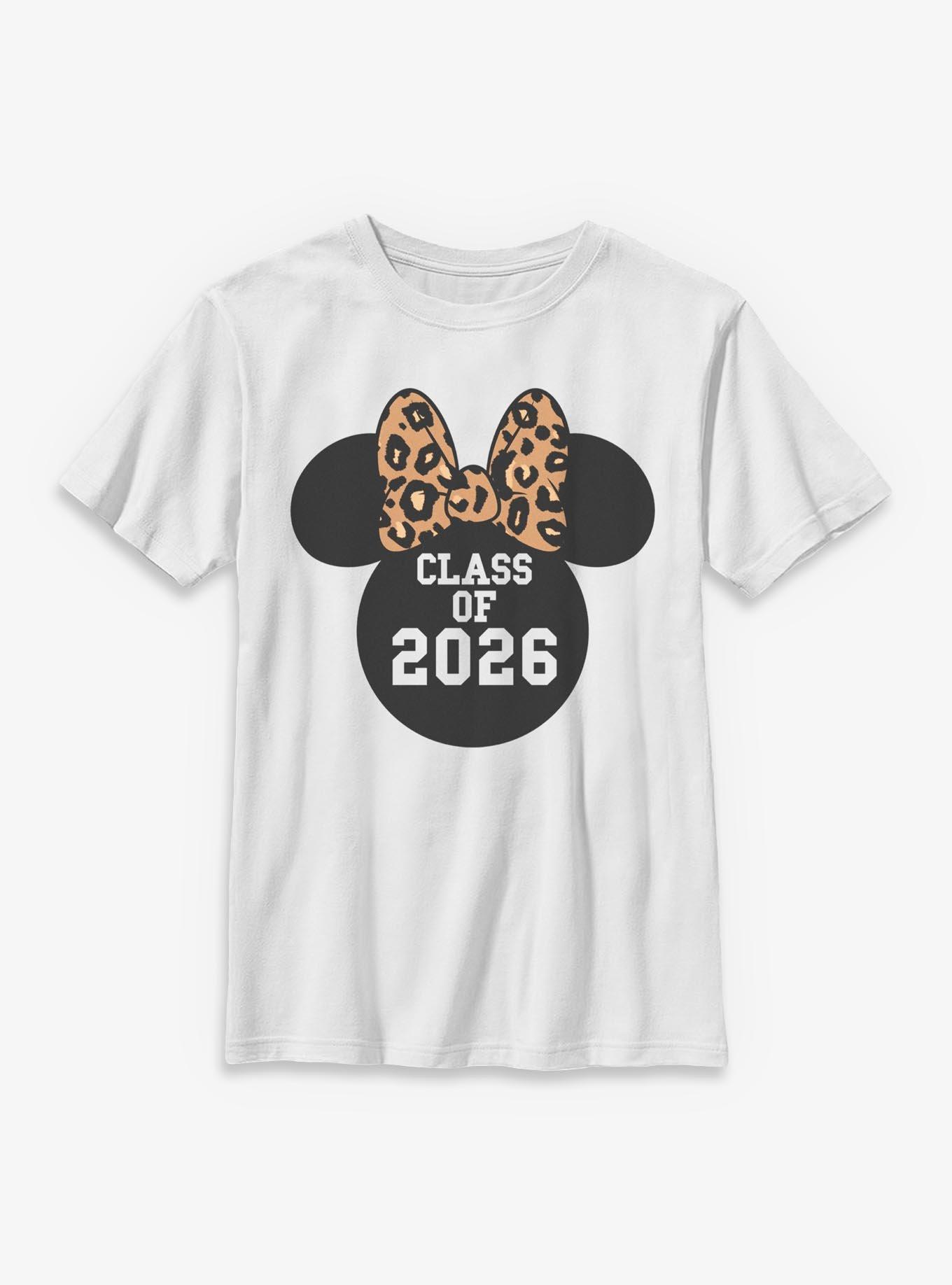 Disney Minnie Mouse Leapord Bow Head Class Of 2026 Youth T-Shirt, , hi-res