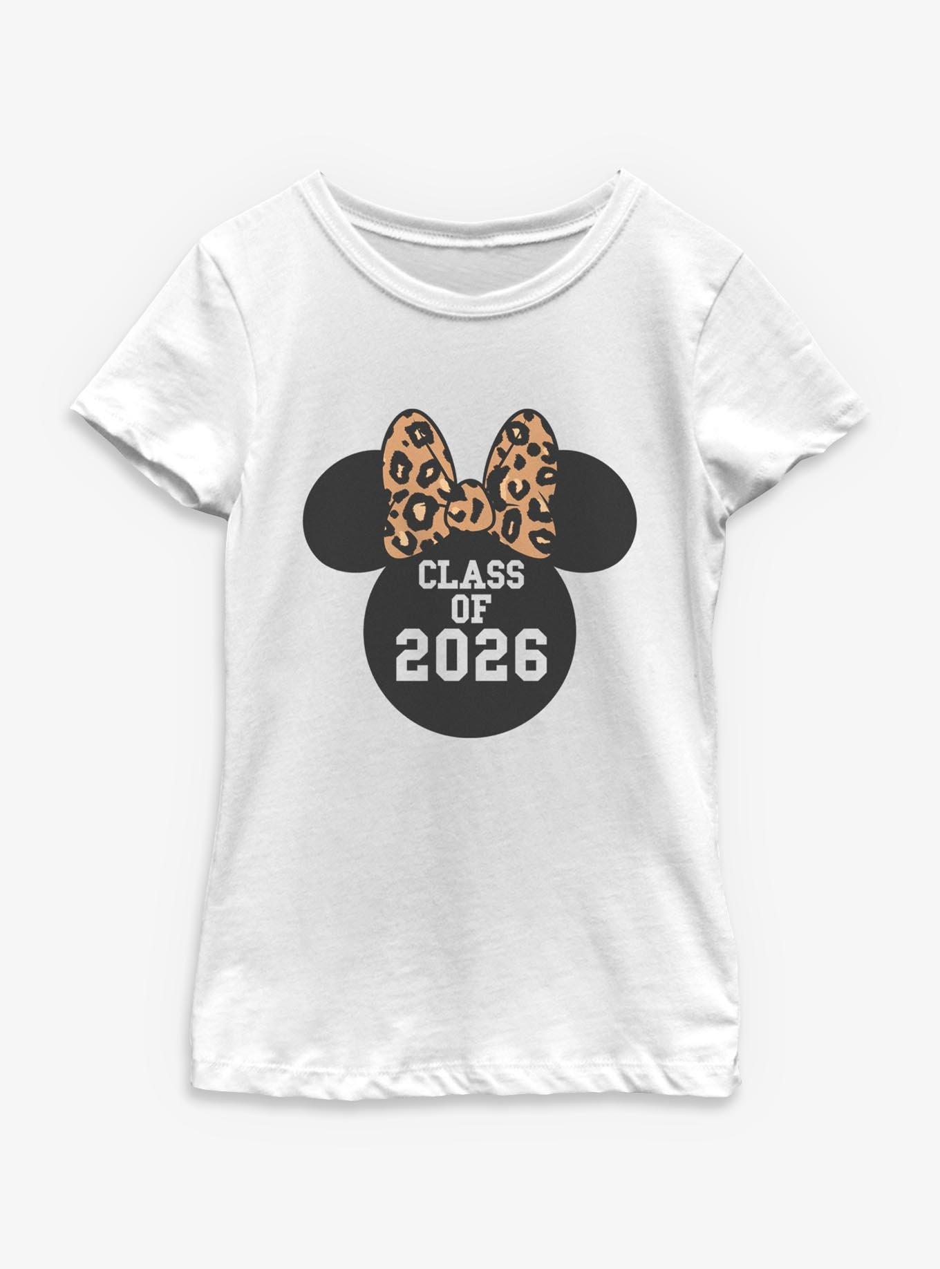 Disney Minnie Mouse Leapord Bow Head Class Of 2026 Youth Girls T-Shirt, , hi-res