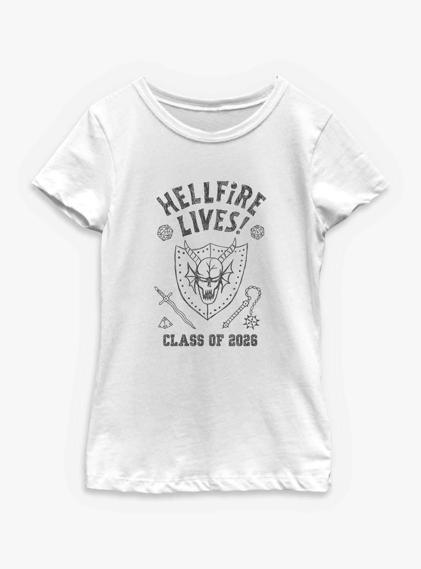Stranger Things Hellfire Lives Class Of 2026 Doodle Youth Girls T-Shirt, , hi-res