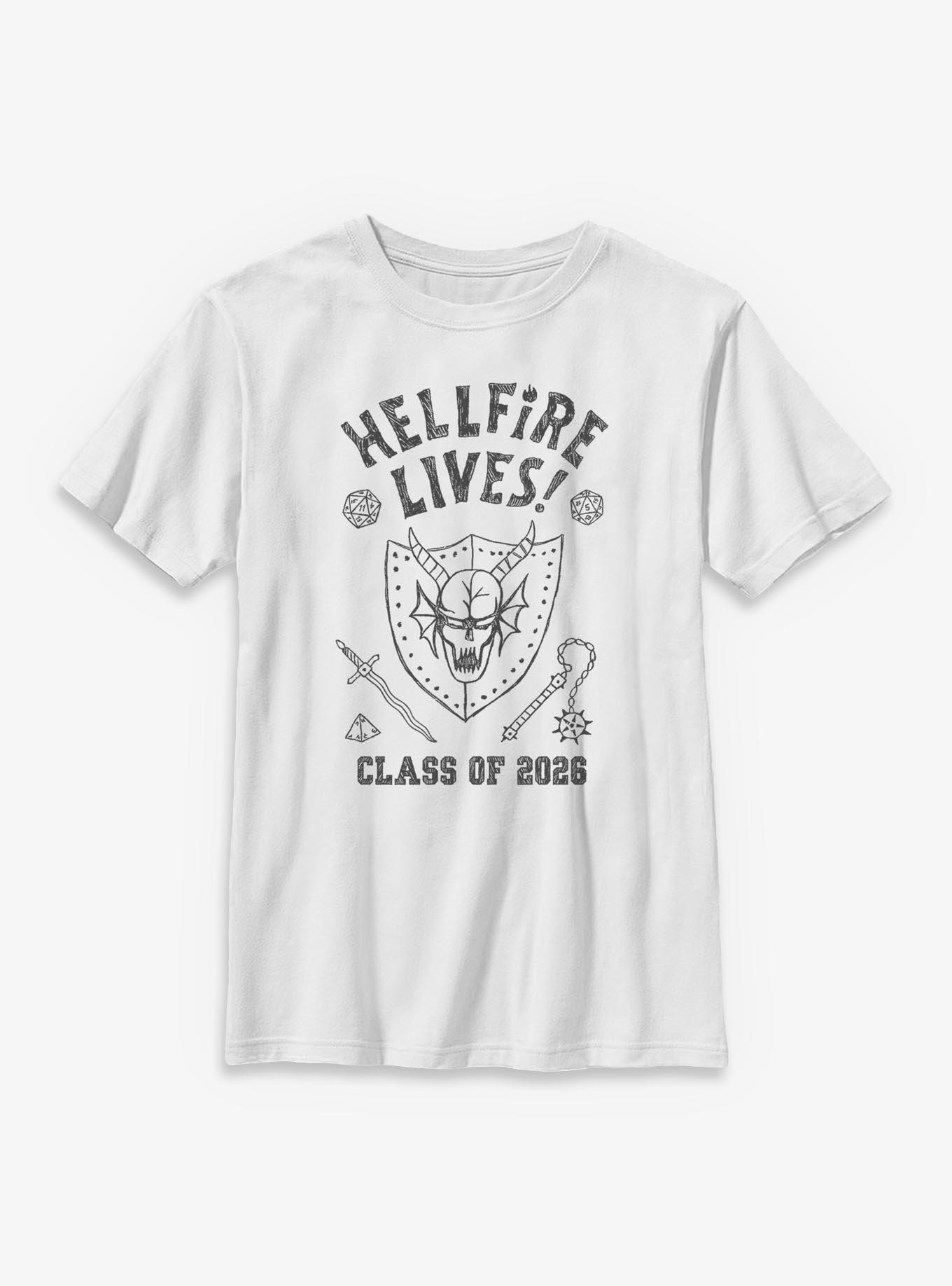 Stranger Things Hellfire Lives Class Of 2026 Doodle Youth T-Shirt, , hi-res