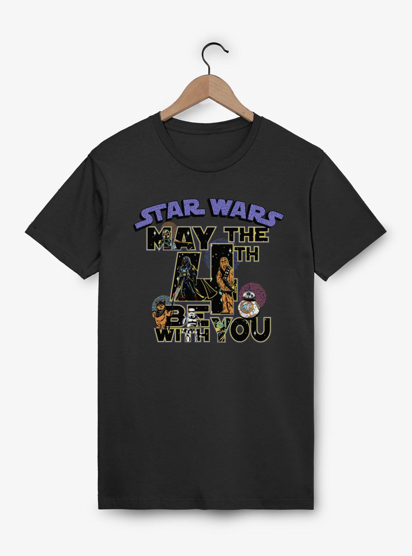 Star Wars May The 4th Be With You Character Text Fill Pattern T-Shirt