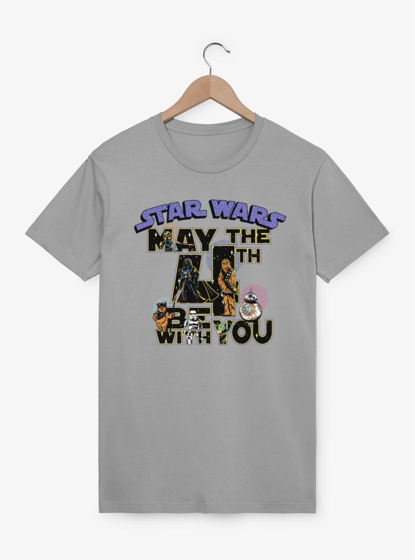 Star Wars May The 4th Be With You Character Text Fill Pattern T-Shirt