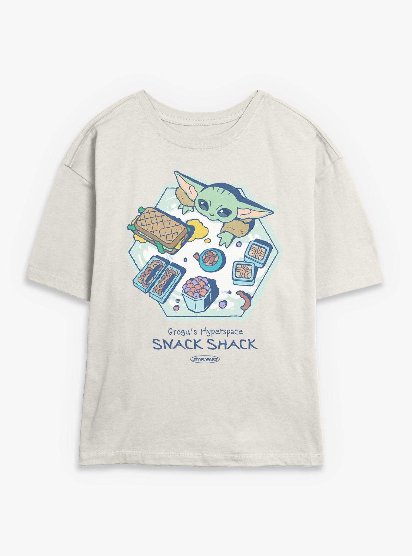 Star Wars: The Mandalorian And Grogu Grogu's Hyperspace Snack Shack Womens Skimmer T-Shirt, EGRET, hi-res view 1