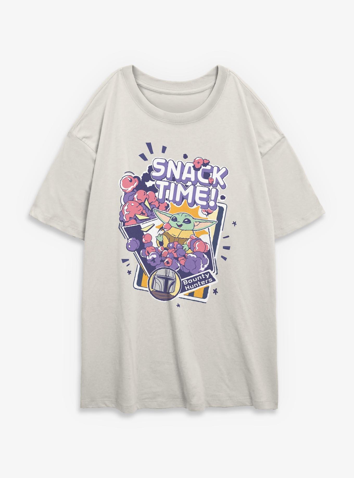 Star Wars: The Mandalorian And Grogu Snack Time Bounty Hunters Womens Oversized T-Shirt