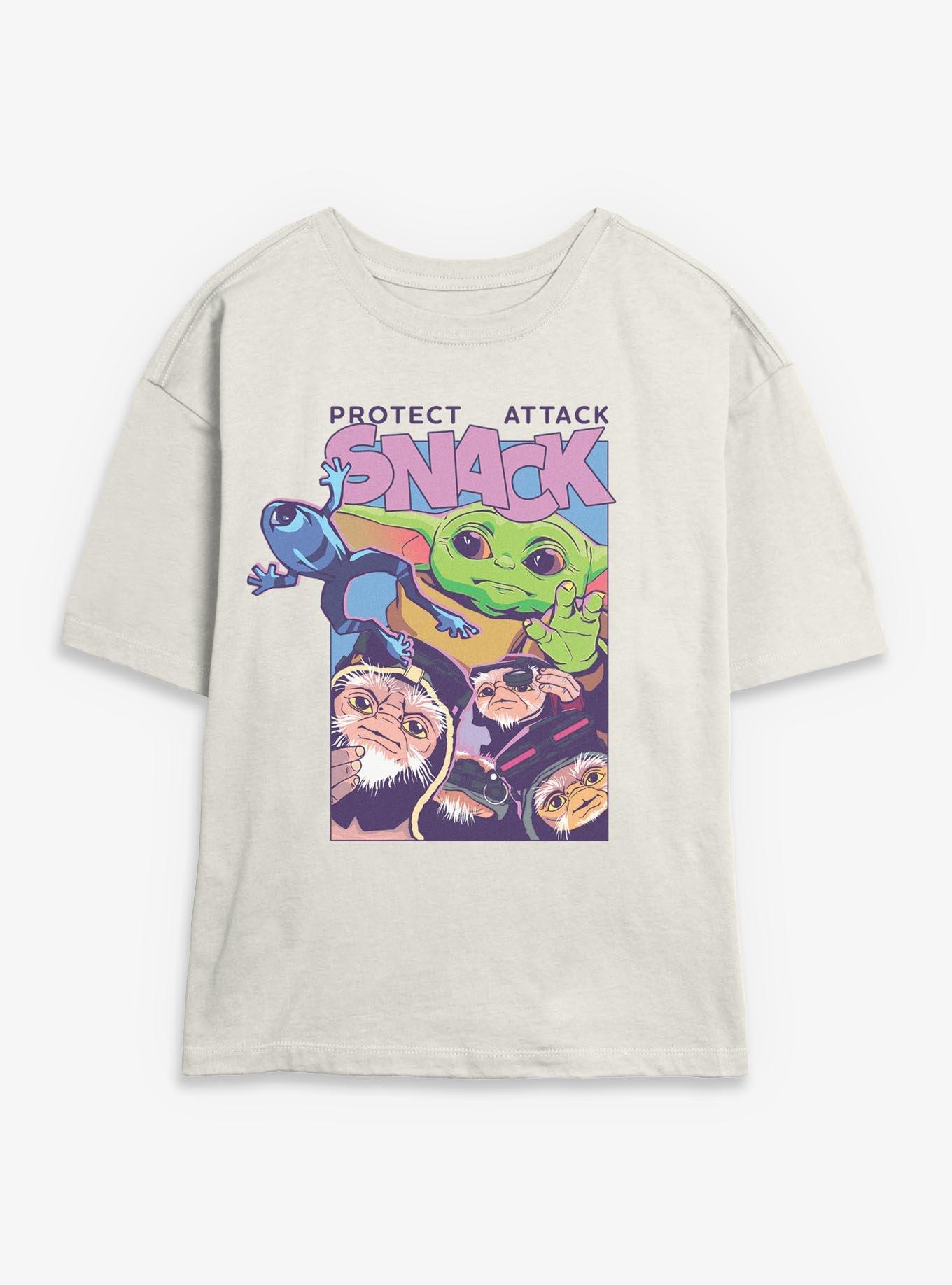 Star Wars: The Mandalorian And Grogu Grogu Protect Attack Snack Womens Skimmer T-Shirt, , hi-res