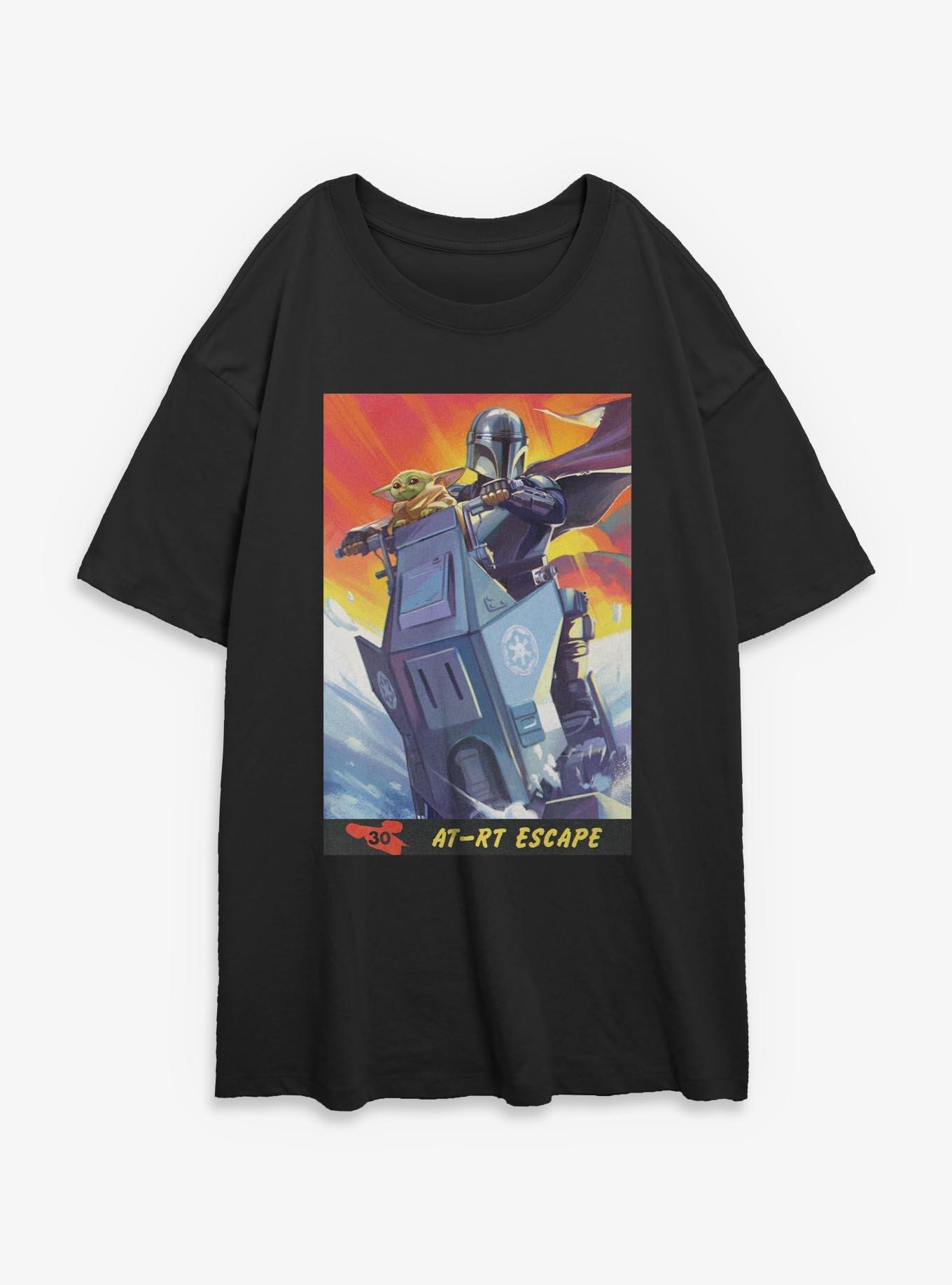 Star Wars: The Mandalorian And Grogu AT RT Escape & Card Style Womens Oversized T-Shirt