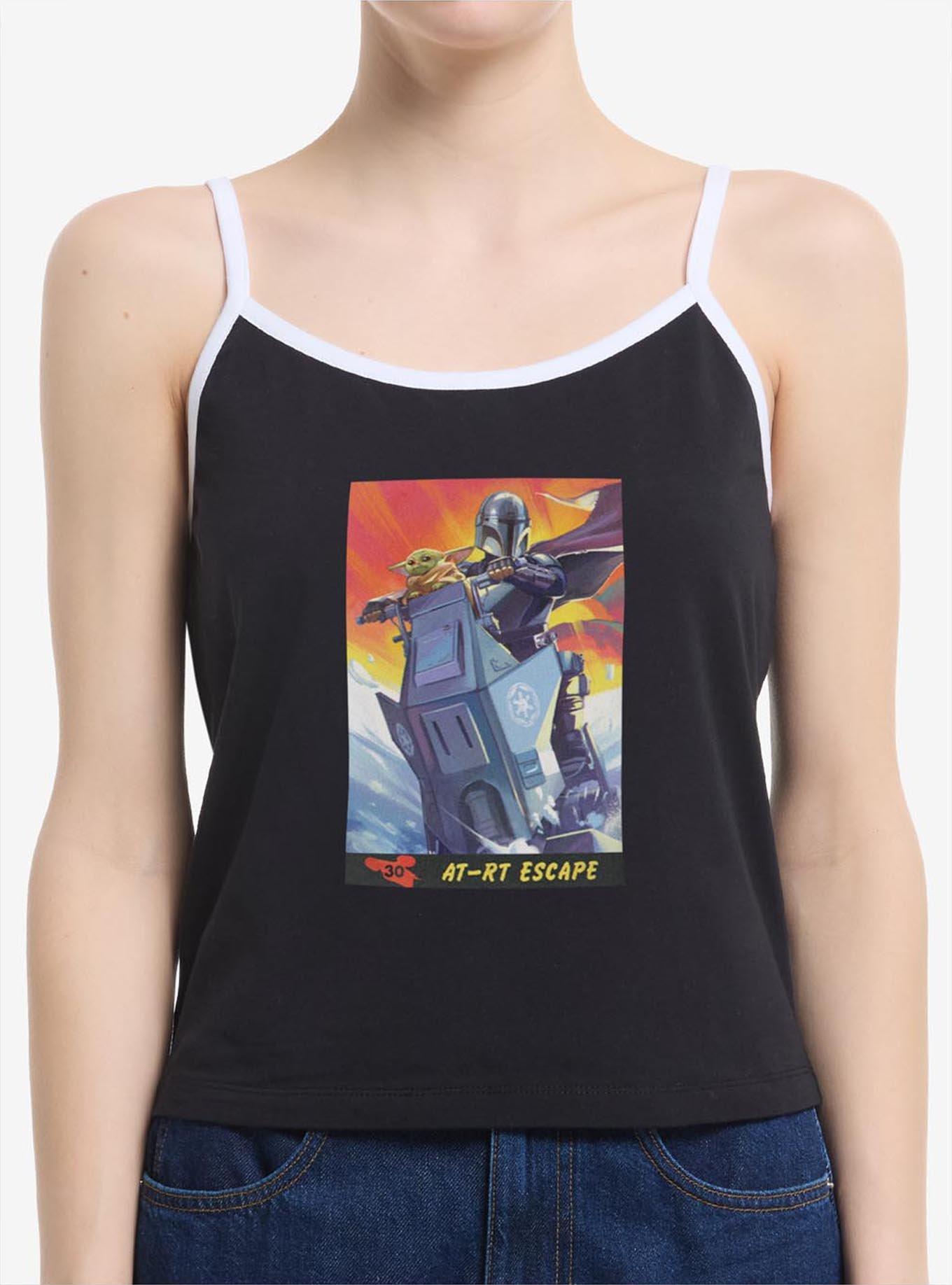 Star Wars: The Mandalorian And Grogu AT RT Escape The Mandalorian & Grogu Card Style Womens Cami, BLACK, hi-res view 1