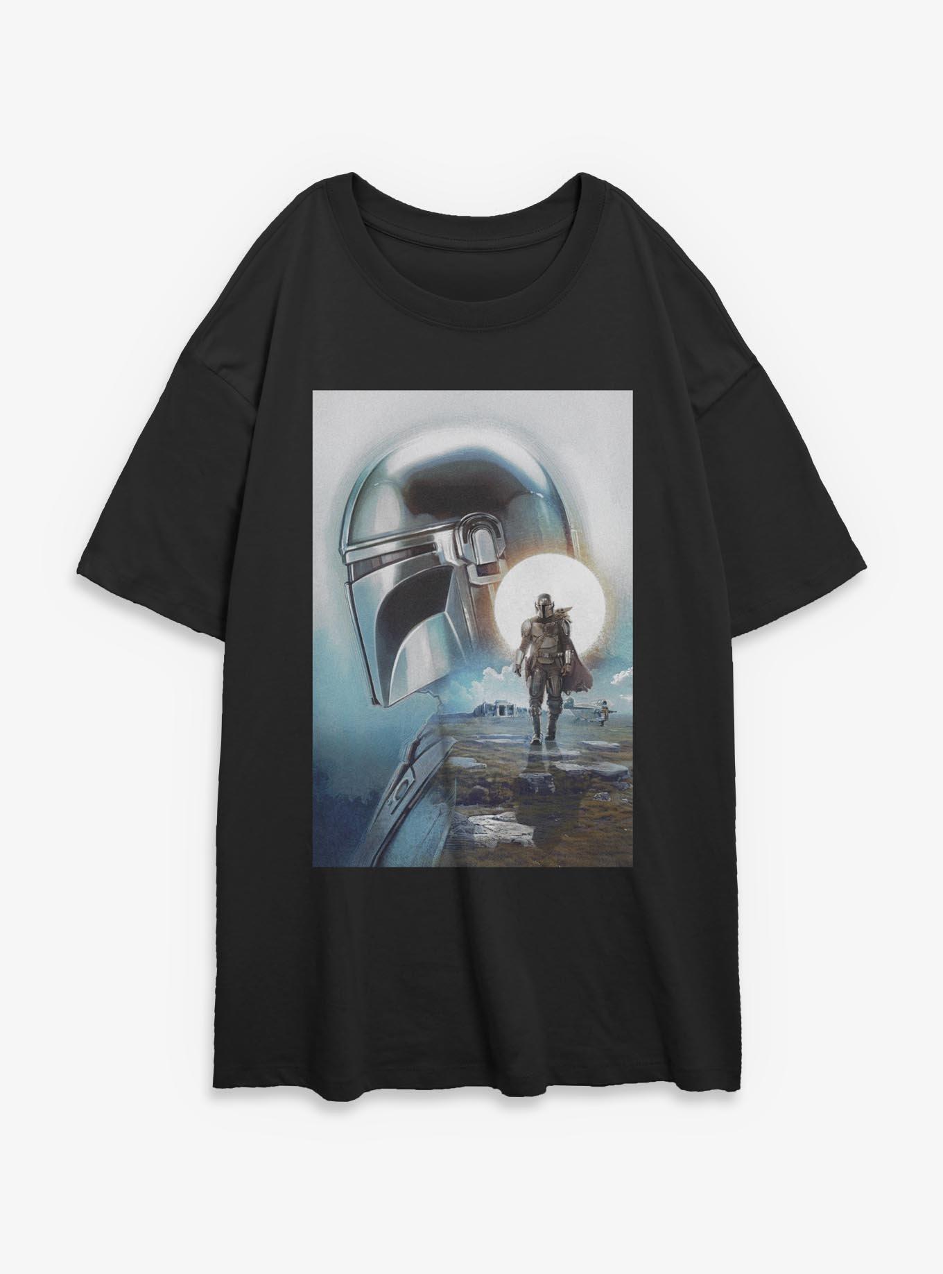 Star Wars: The Mandalorian And Grogu Profile Poster Womens Oversized T-Shirt