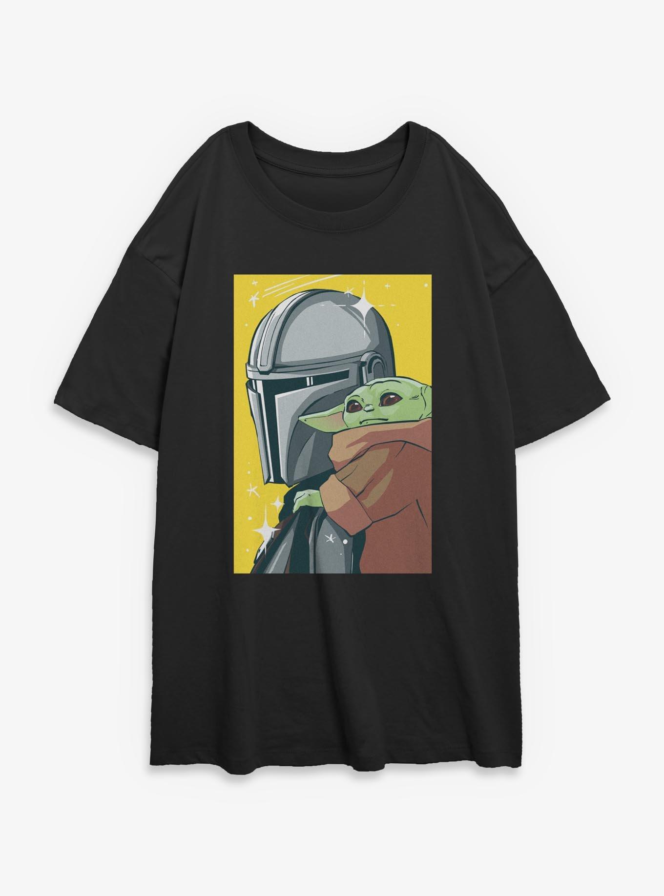 Star Wars: The Mandalorian And Grogu The Mandalorian & Grogu Stars Poster Womens Oversized T-Shirt