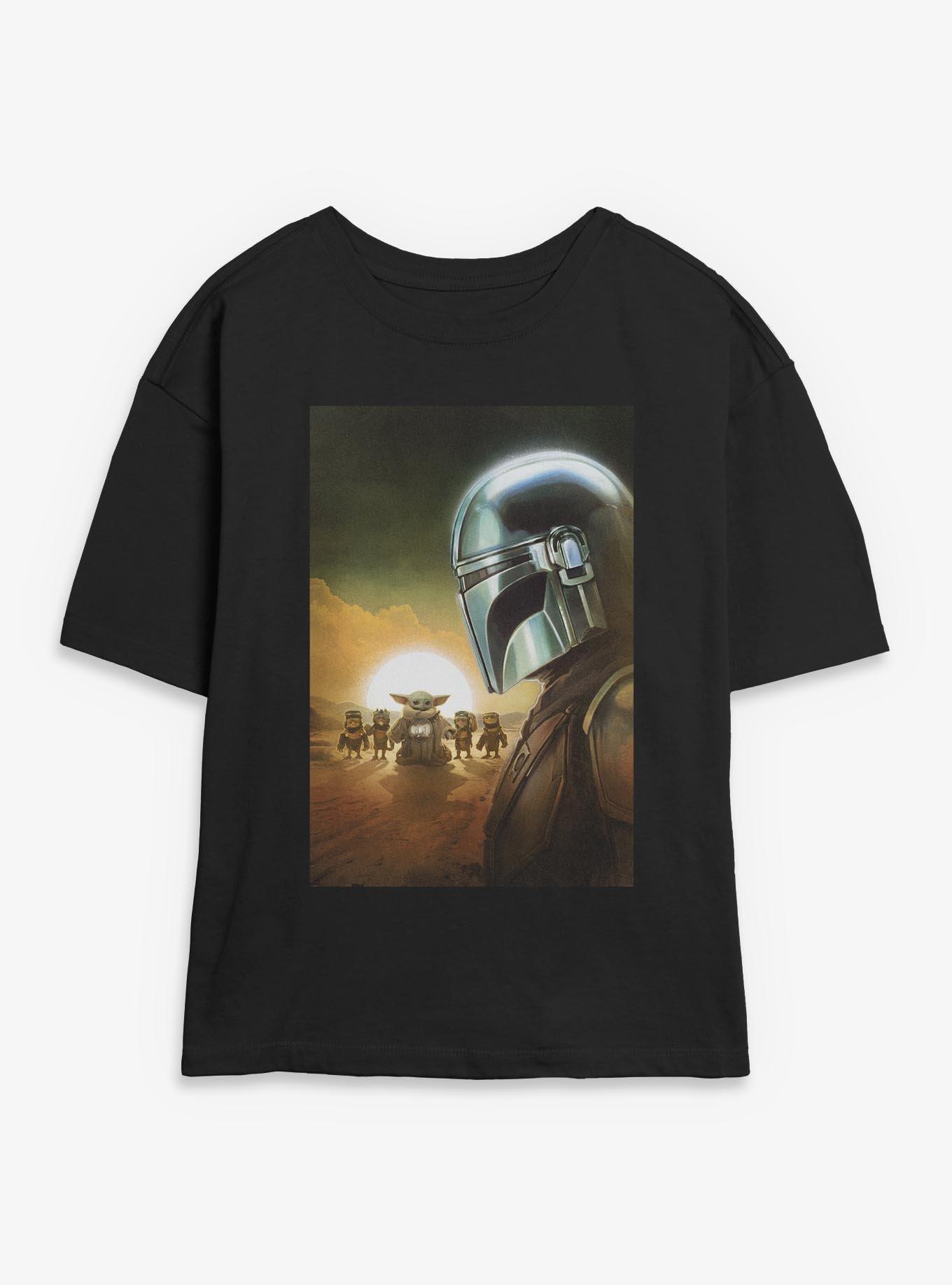 Star Wars: The Mandalorian And Grogu Most Wanted Poster Womens Skimmer T-Shirt, , hi-res