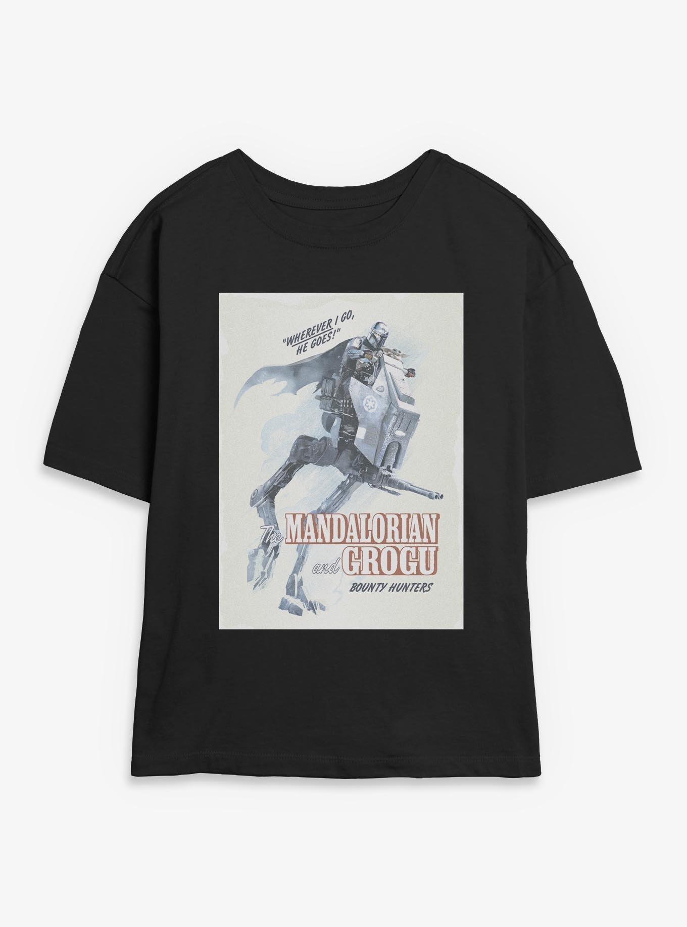 Star Wars: The Mandalorian And Grogu Wherever I Go He Goes Mandalorian & Grogu Womens Skimmer T-Shirt, , hi-res