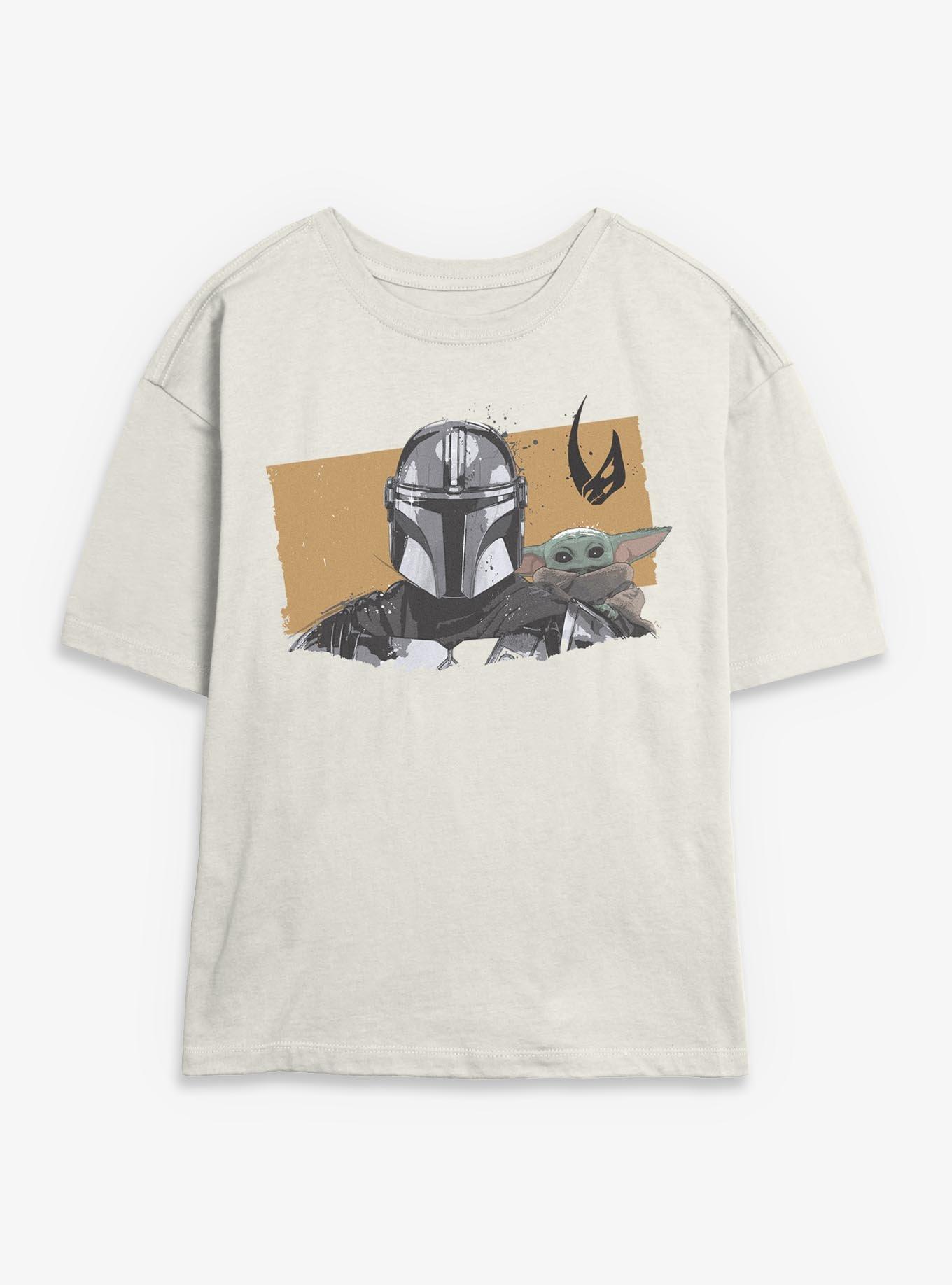 Star Wars: The Mandalorian And Grogu Mandalorian & Grogu Front Portrait Womens Skimmer T-Shirt, , hi-res