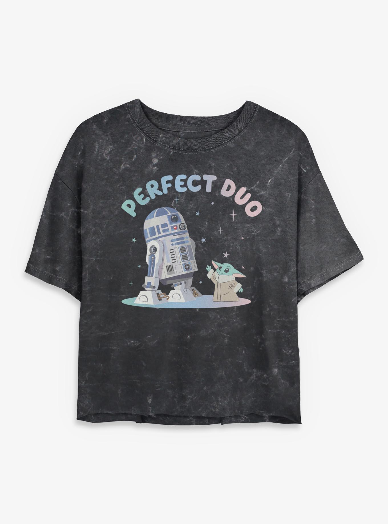 Star Wars The Mandalorian Perfect Duo R2D2 & Grogu Mineral Wash Womens Crop T-Shirt, , hi-res