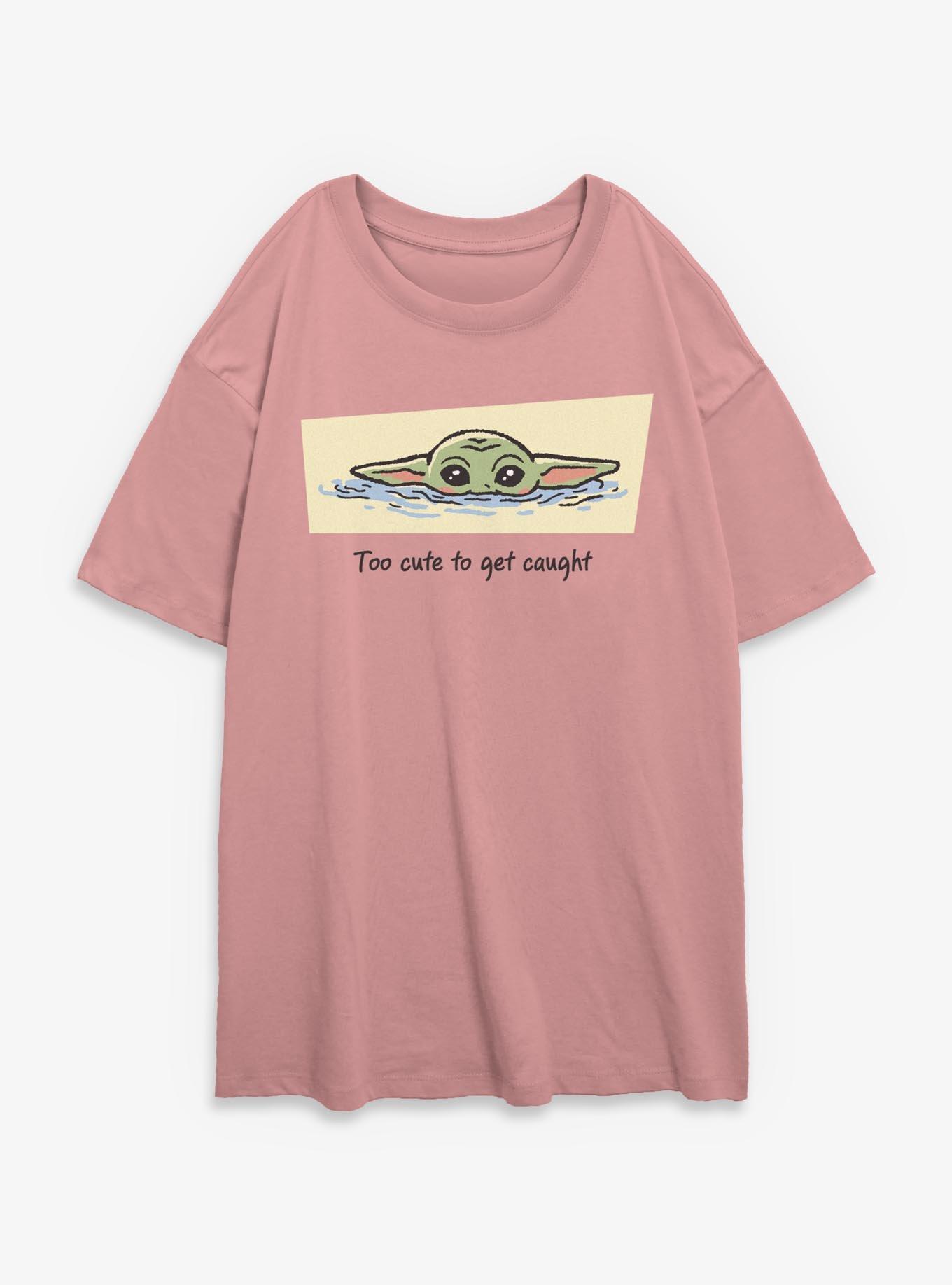 Star Wars: The Mandalorian And Grogu Too Cute To Get Caught Grogu Womens Oversized T-Shirt, , hi-res