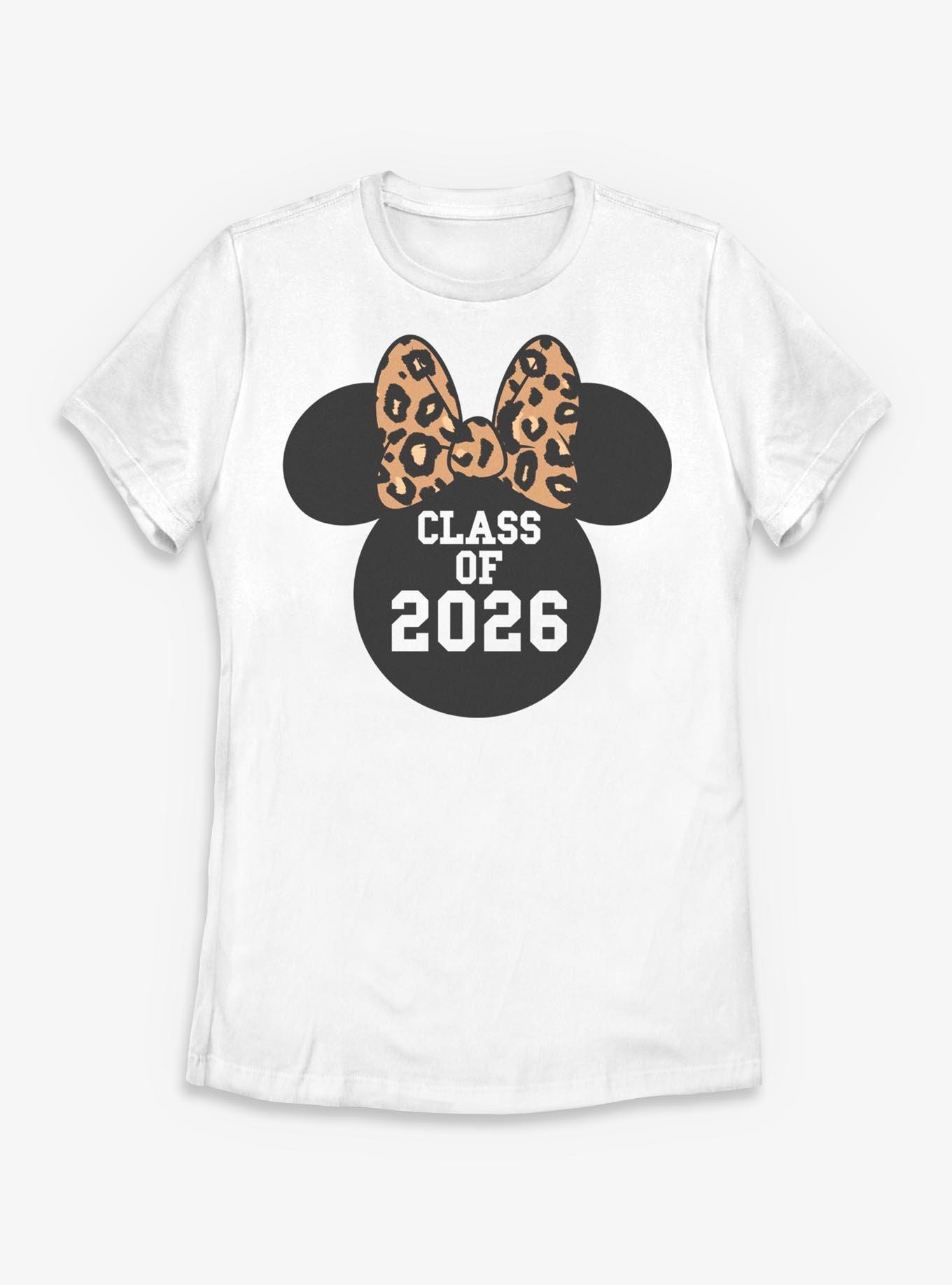 Disney Minnie Mouse Leapord Bow Head Class Of 2026 Womens T-Shirt, , hi-res