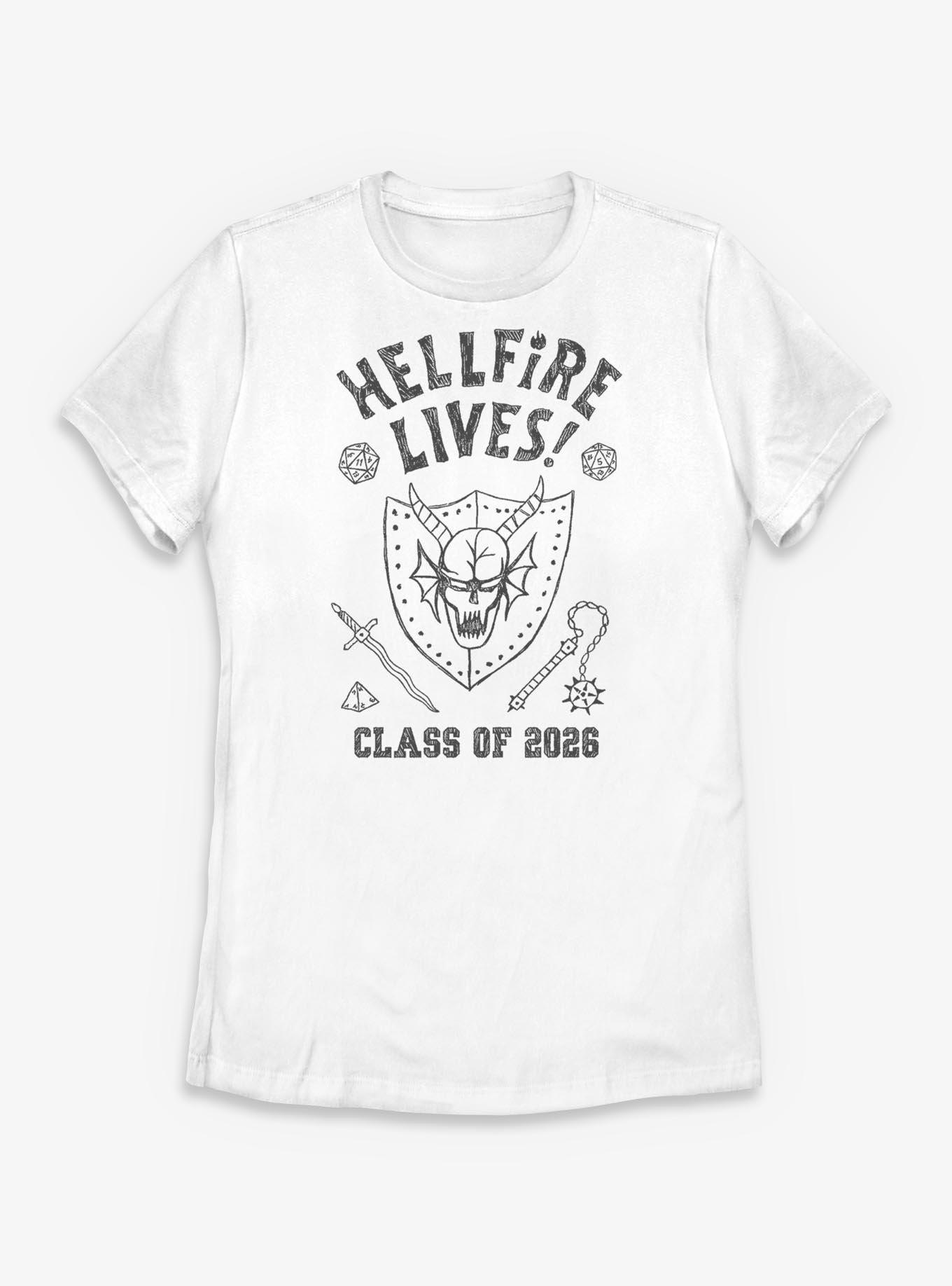 Stranger Things Hellfire Lives Class Of 2026 Doodle Womens T-Shirt, , hi-res