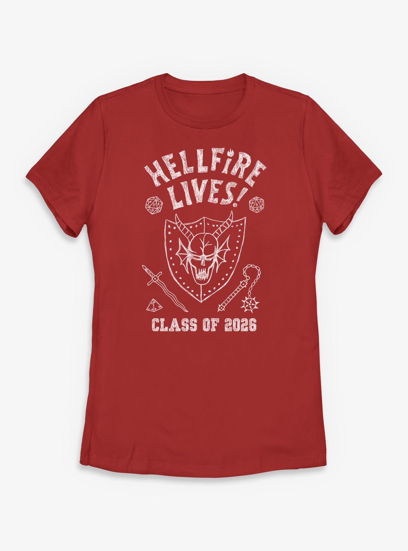 Stranger Things Hellfire Lives Class Of 2026 Womens T-Shirt, , hi-res