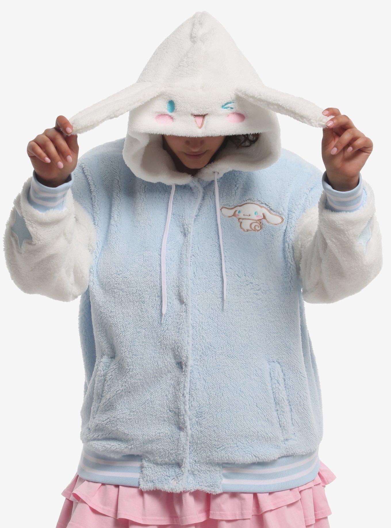 Cinnamoroll Figural Hood Girls Fuzzy Varsity Jacket Plus Size