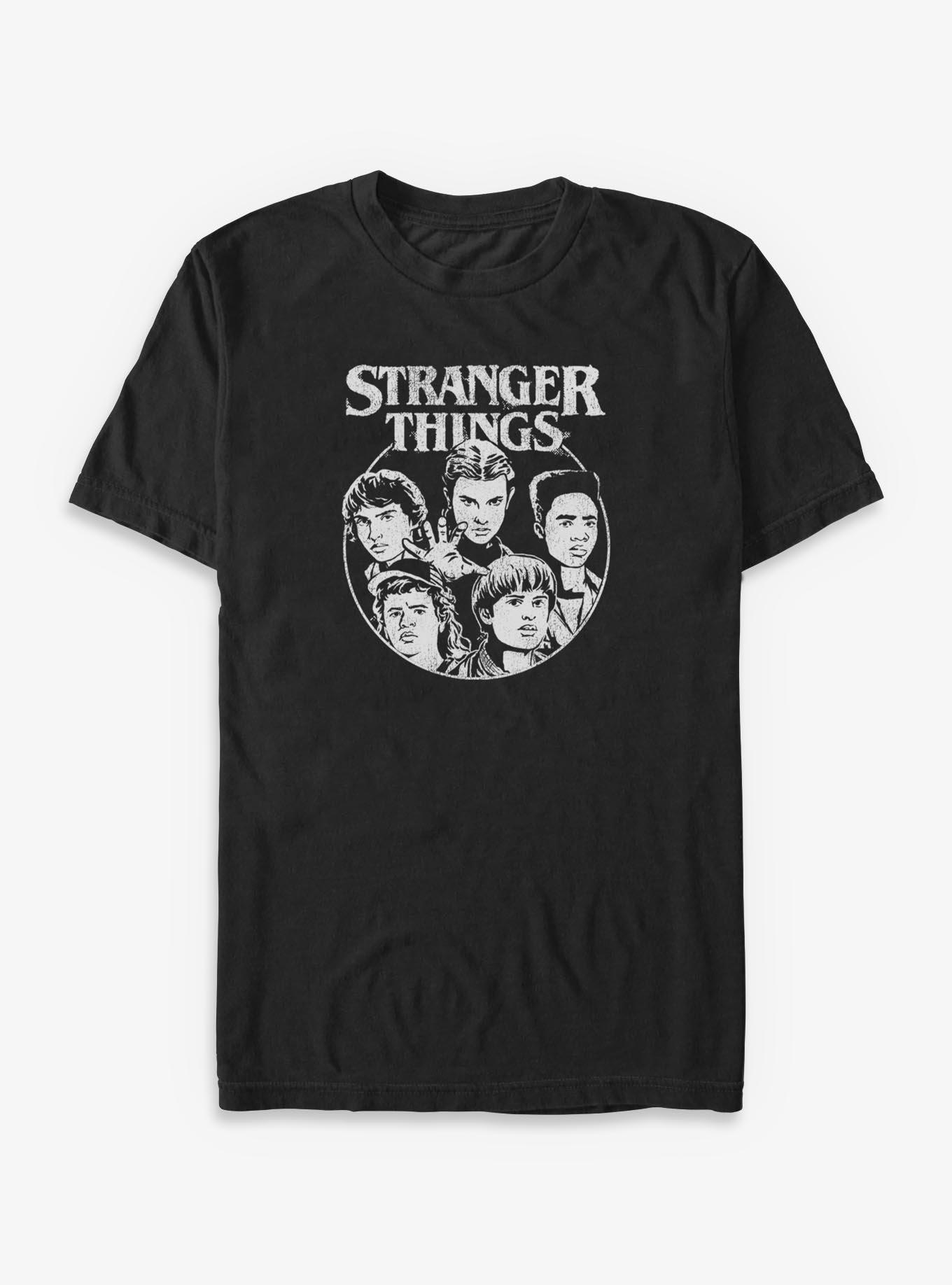Stranger Things Group Shot Faces Big & Tall T-Shirt