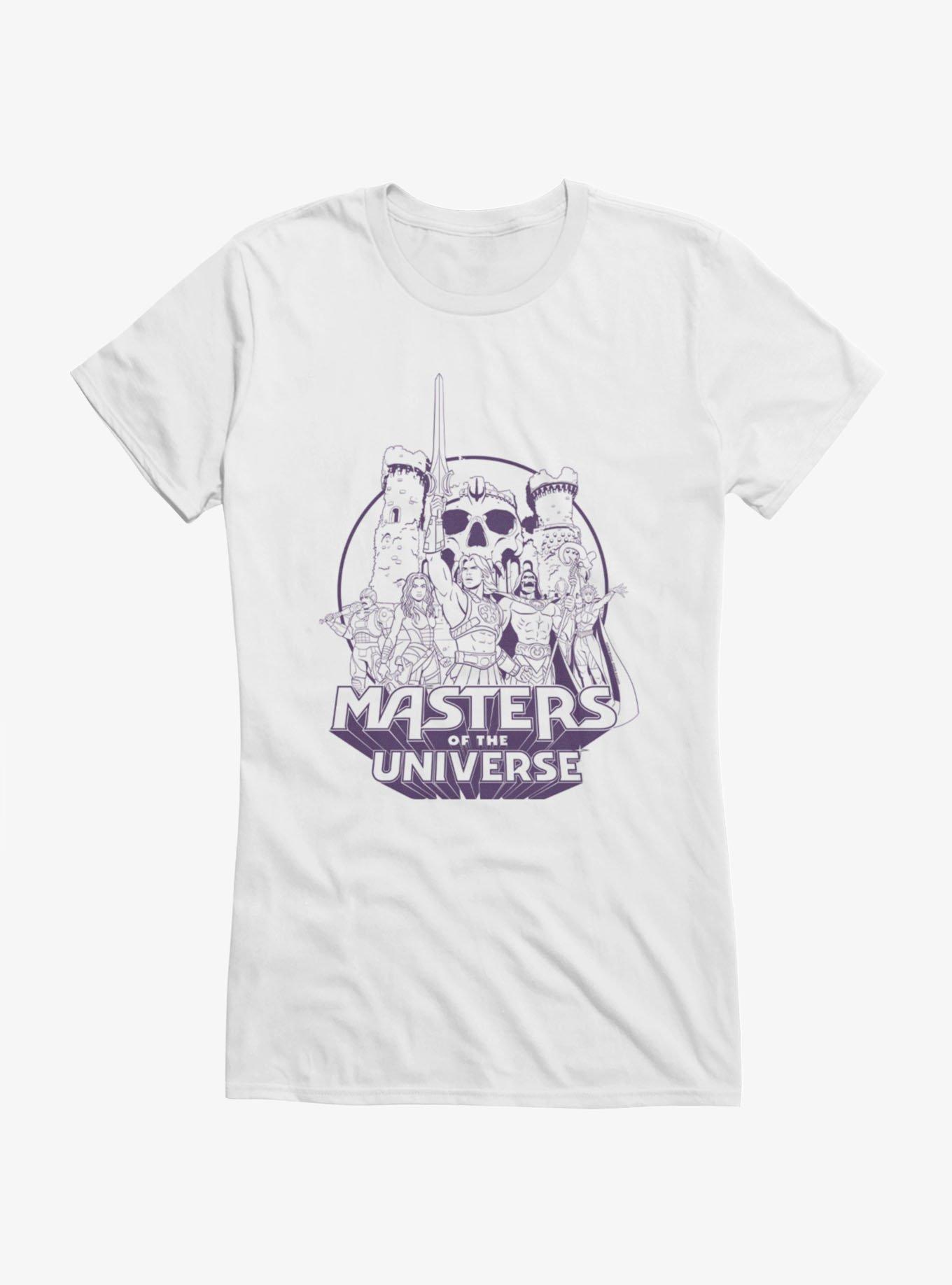 Masters Of The Universe Animated Purple Groupshot Girls T-Shirt, WHITE, hi-res
