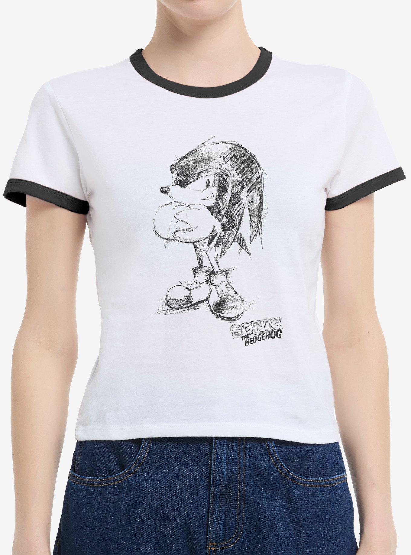Sonic The Hedgehog Artistic Sketch Womens Ringer T-Shirt, , hi-res